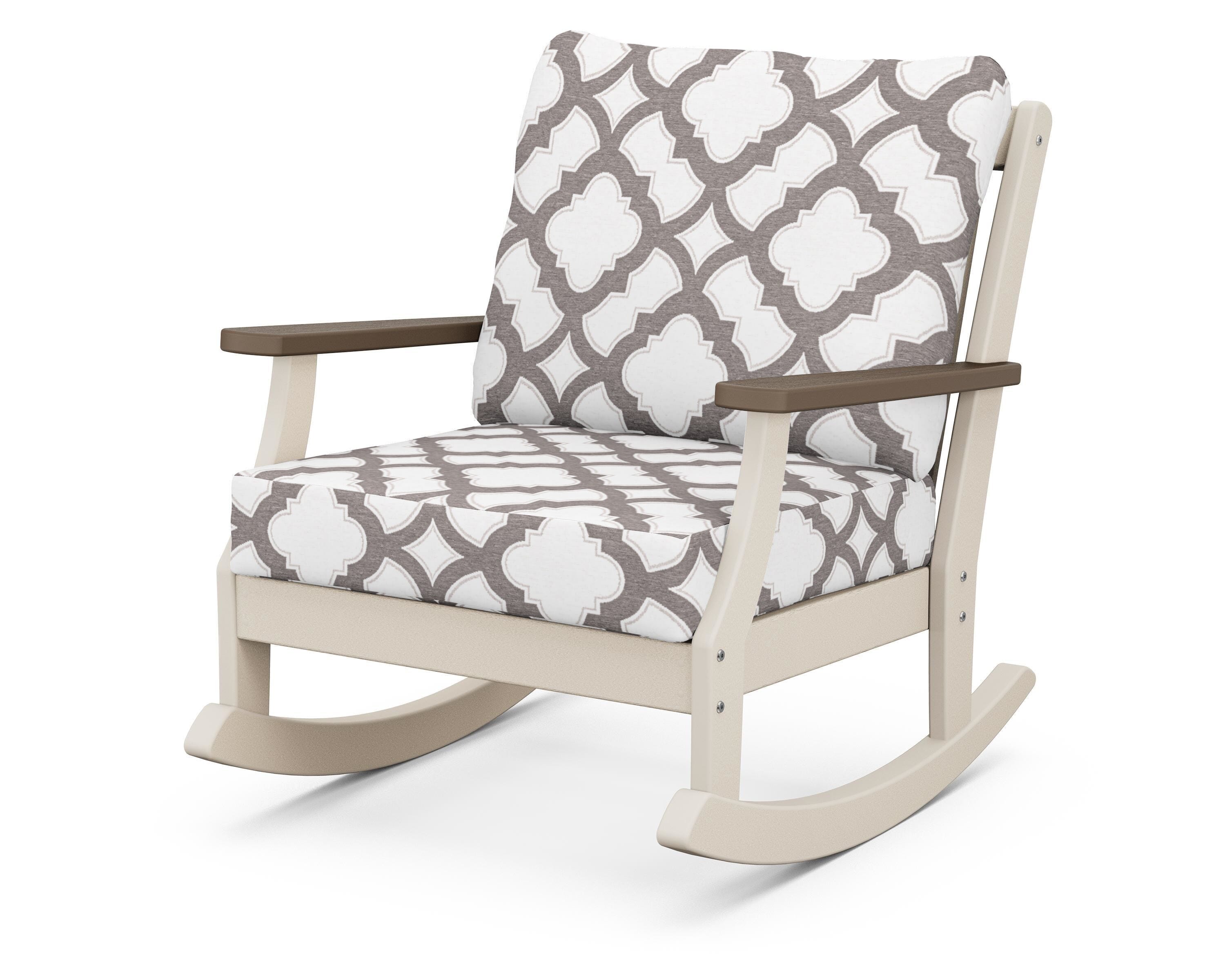 POLYWOOD® Braxton Deep Seating Rocking Chair in Sand / Kona / Trellis Grey Mist