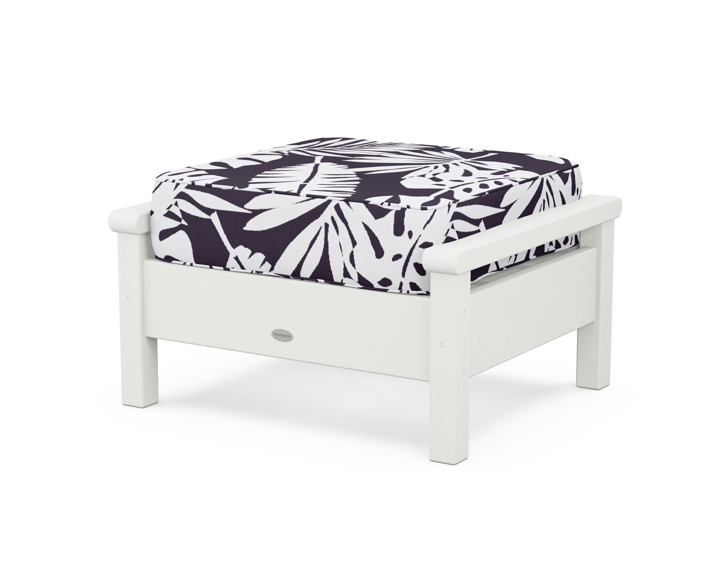 POLYWOOD® Harbour Deep Seating Ottoman in Vintage White / Leaf Navy