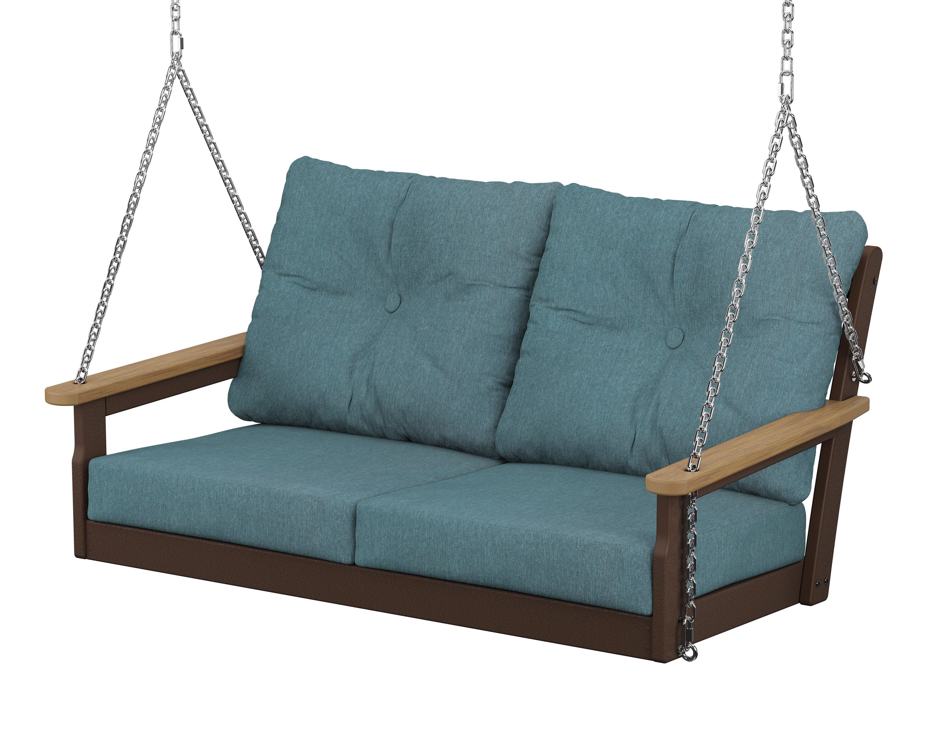 POLYWOOD® Vineyard Deep Seating Swing in Mahogany / Natural / Ocean Teal
