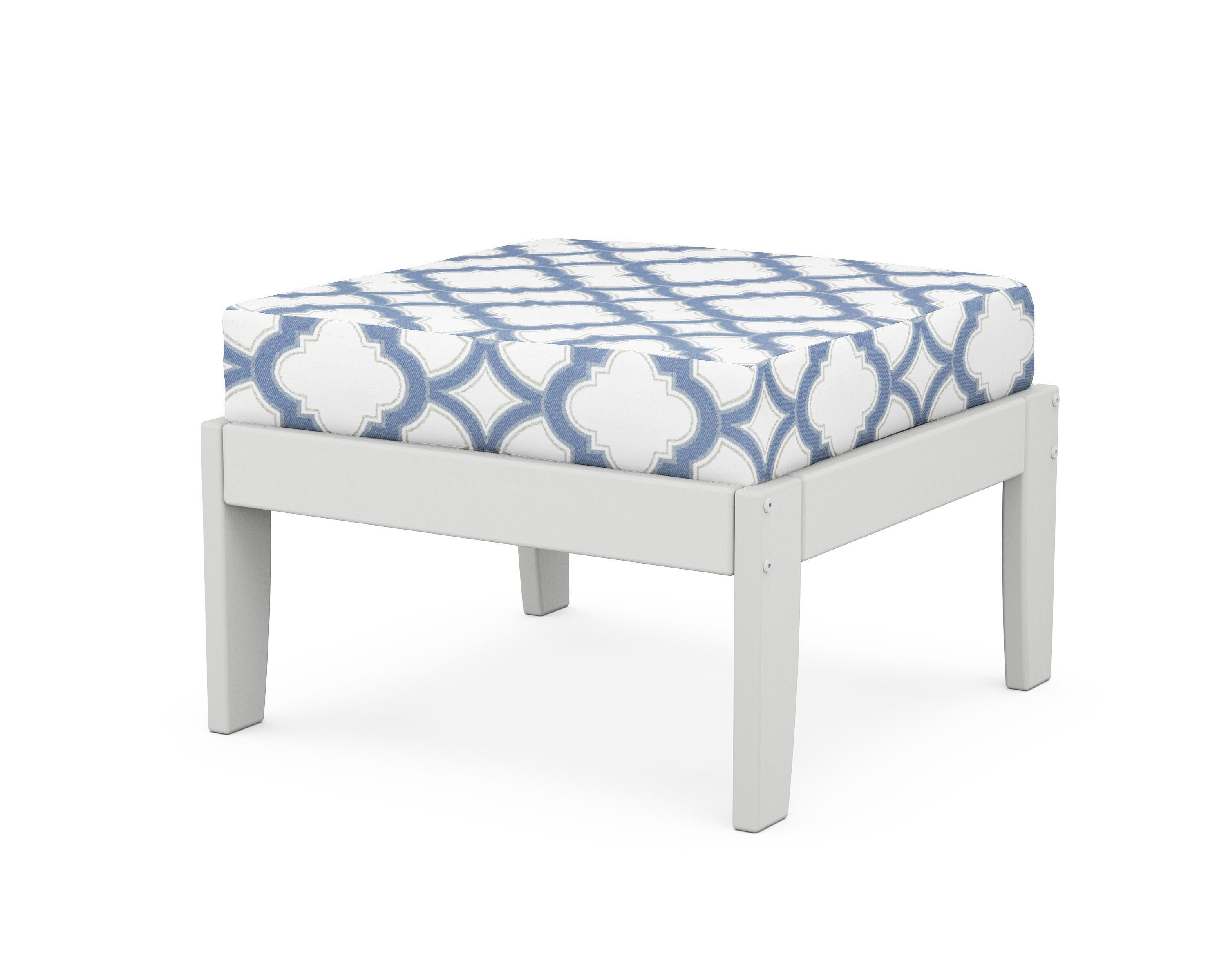 Unbranded Modular Ottoman - Classic in White / Trellis Sky Blue