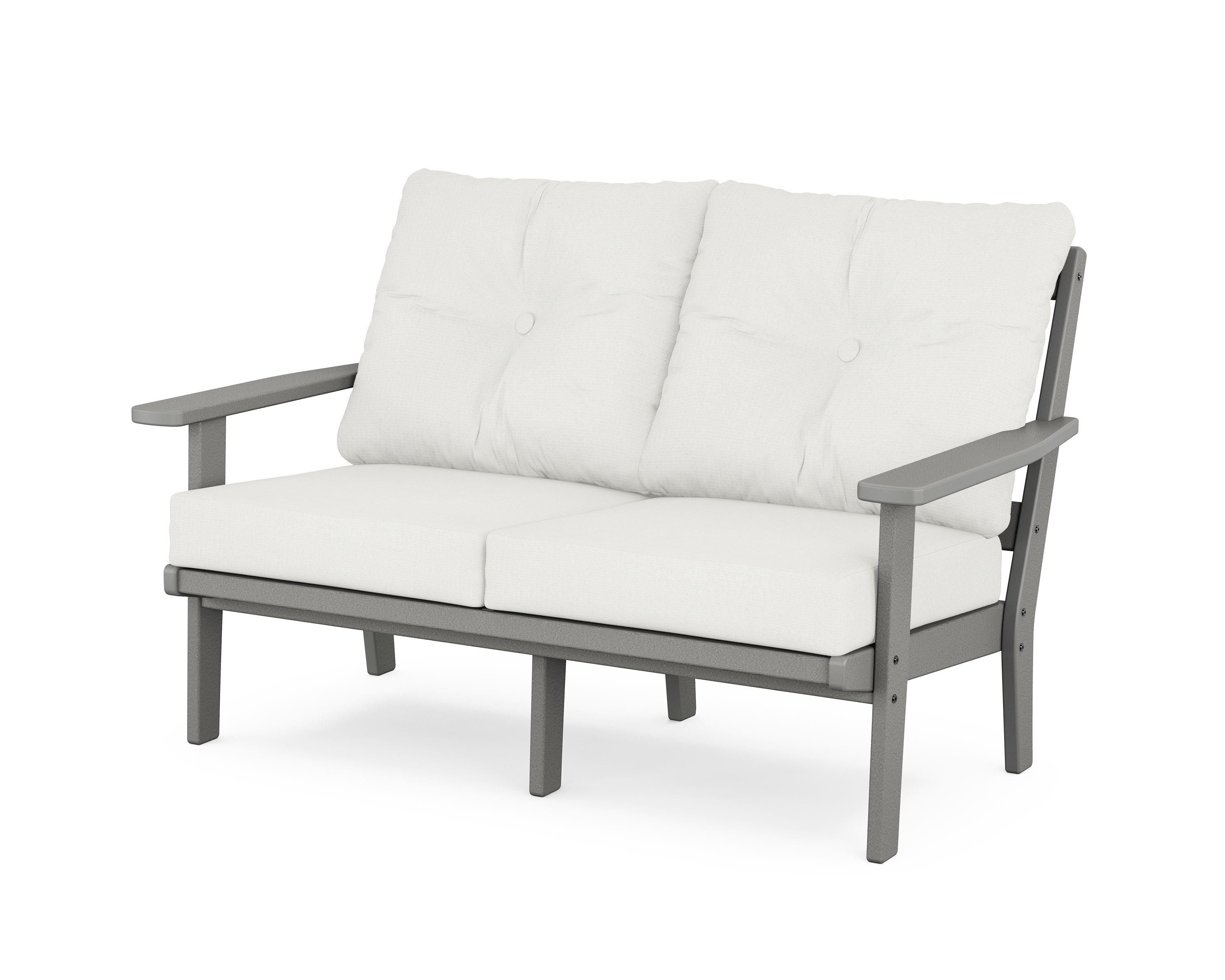 POLYWOOD® Oxford Deep Seating Loveseat in Slate Grey / Natural Linen