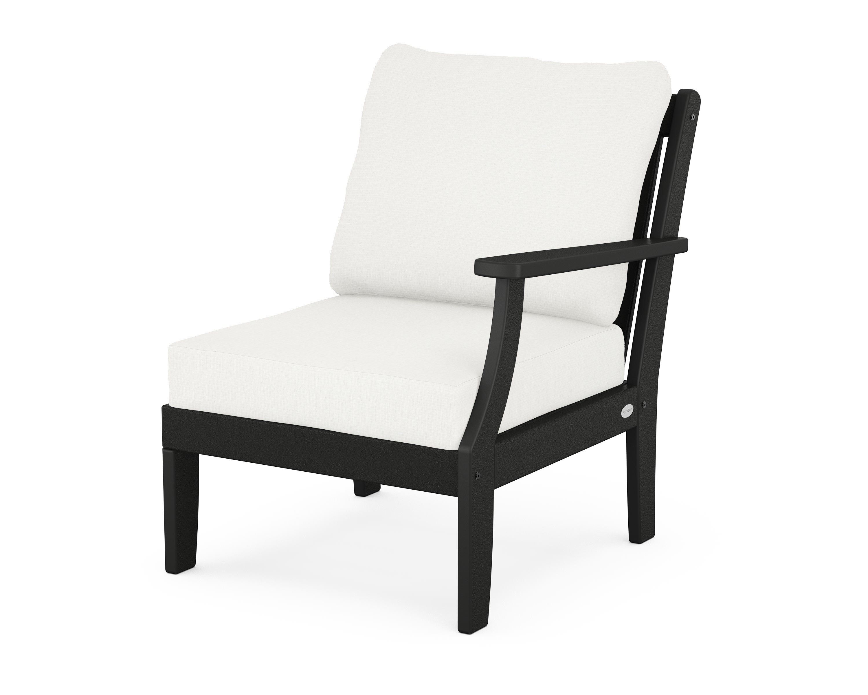 POLYWOOD® Braxton Modular Right Arm Chair in Black / Natural Linen