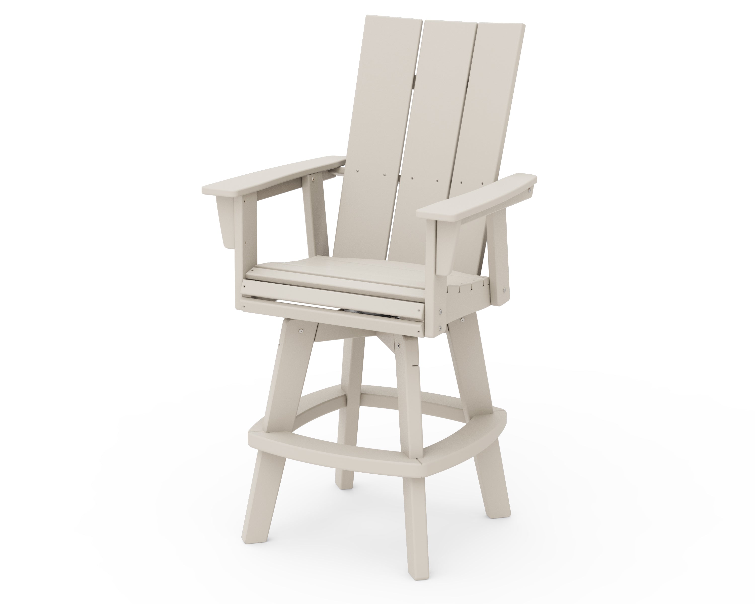 POLYWOOD® Modern Curveback Adirondack Swivel Bar Chair in Sand