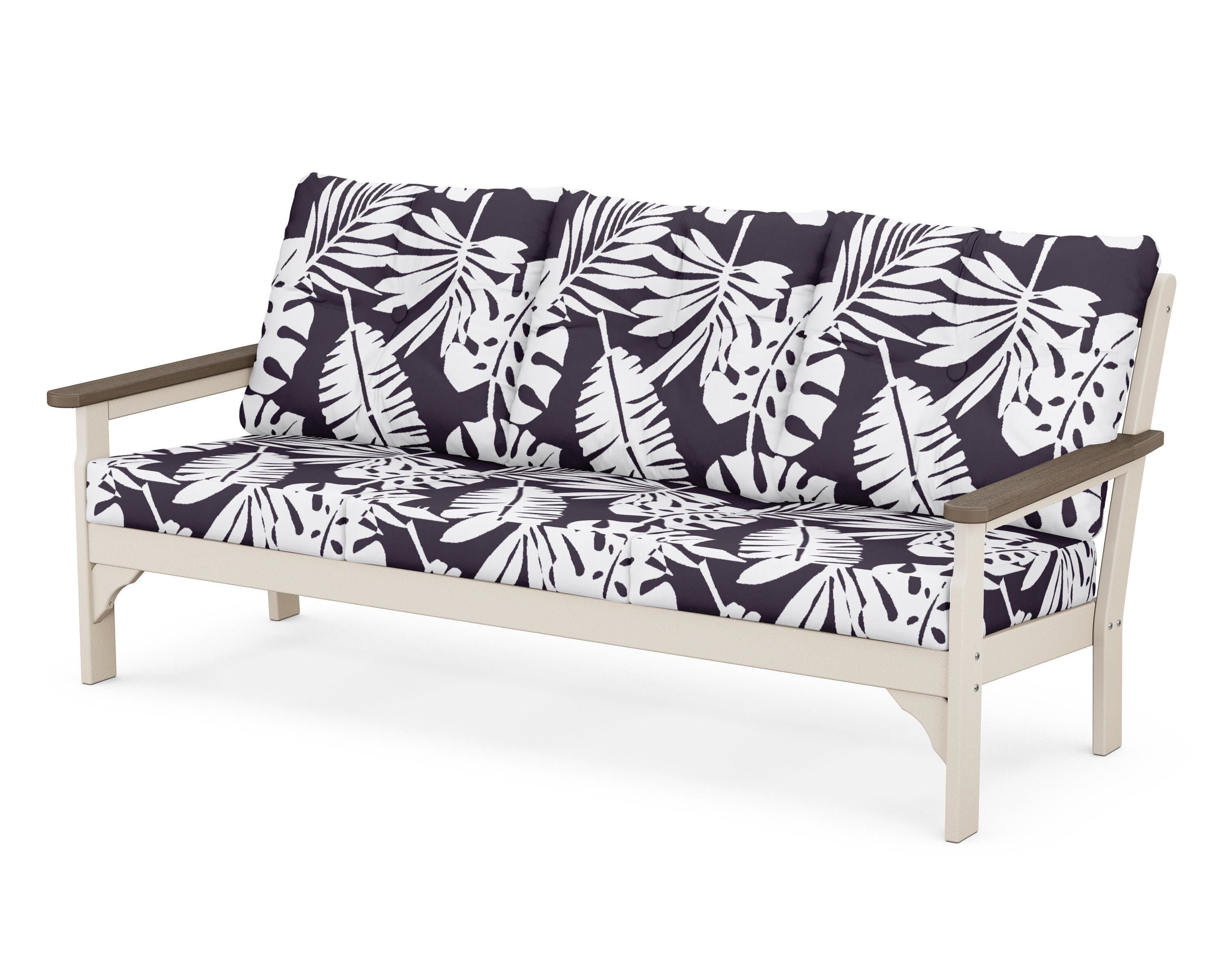 POLYWOOD® Vineyard Deep Seating Sofa in Sand / Kona / Leaf Navy