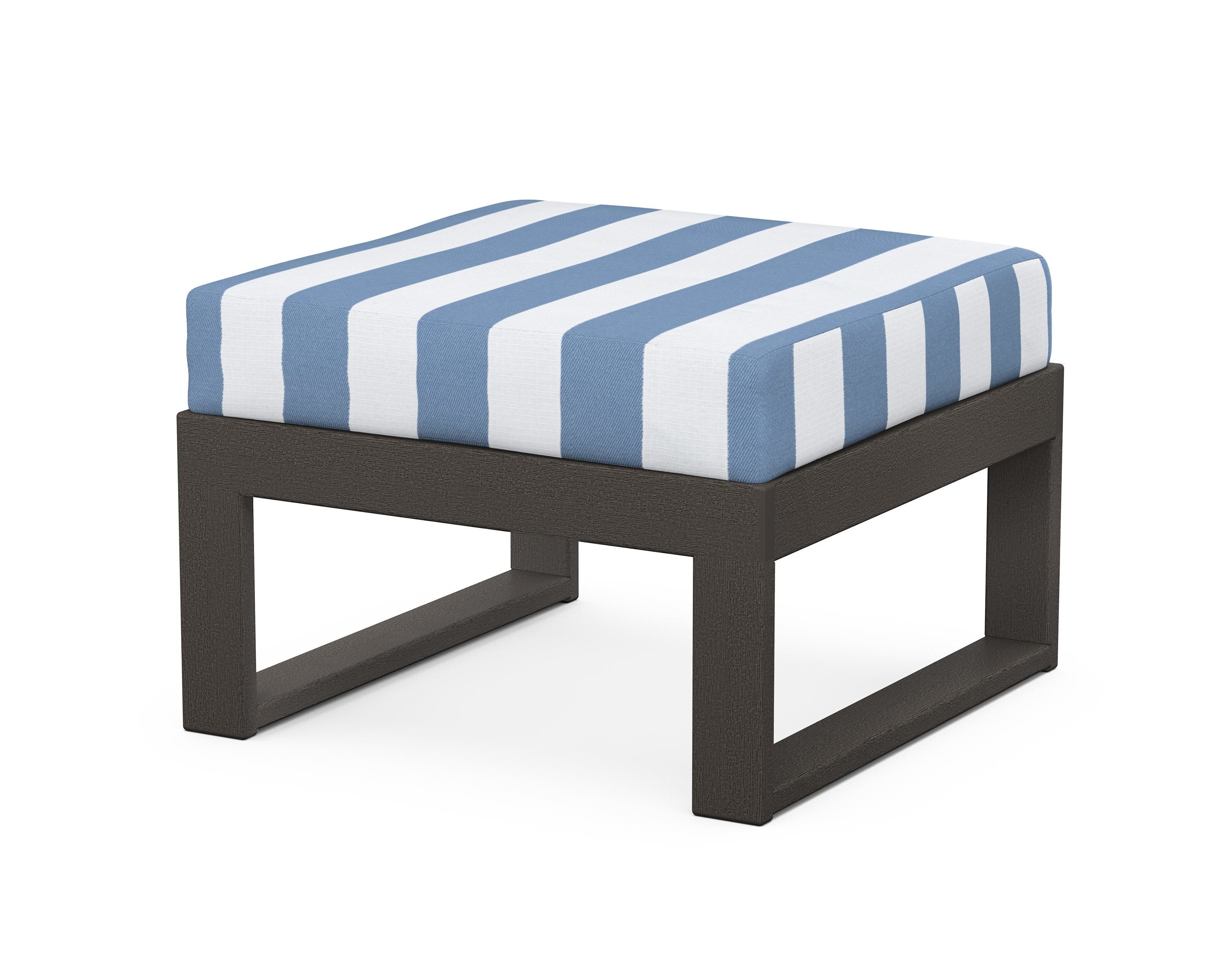 Unbranded Modular Ottoman - Modern in Vintage Coffee / Cabana Stripe Sky Blue