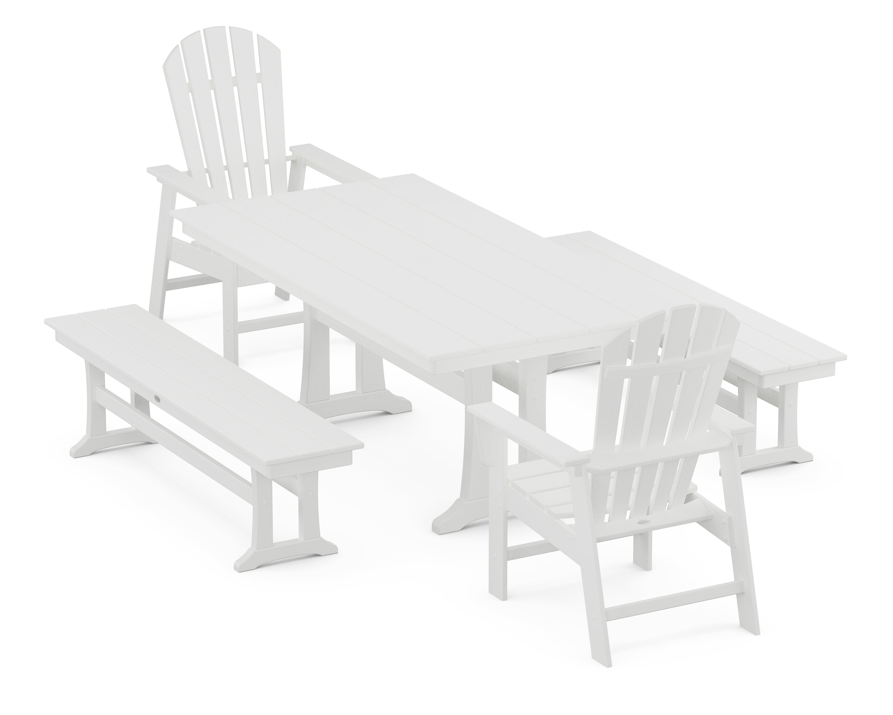 POLYWOOD® South Beach 5-Piece Farmhouse Dining Set With Trestle Legs in White