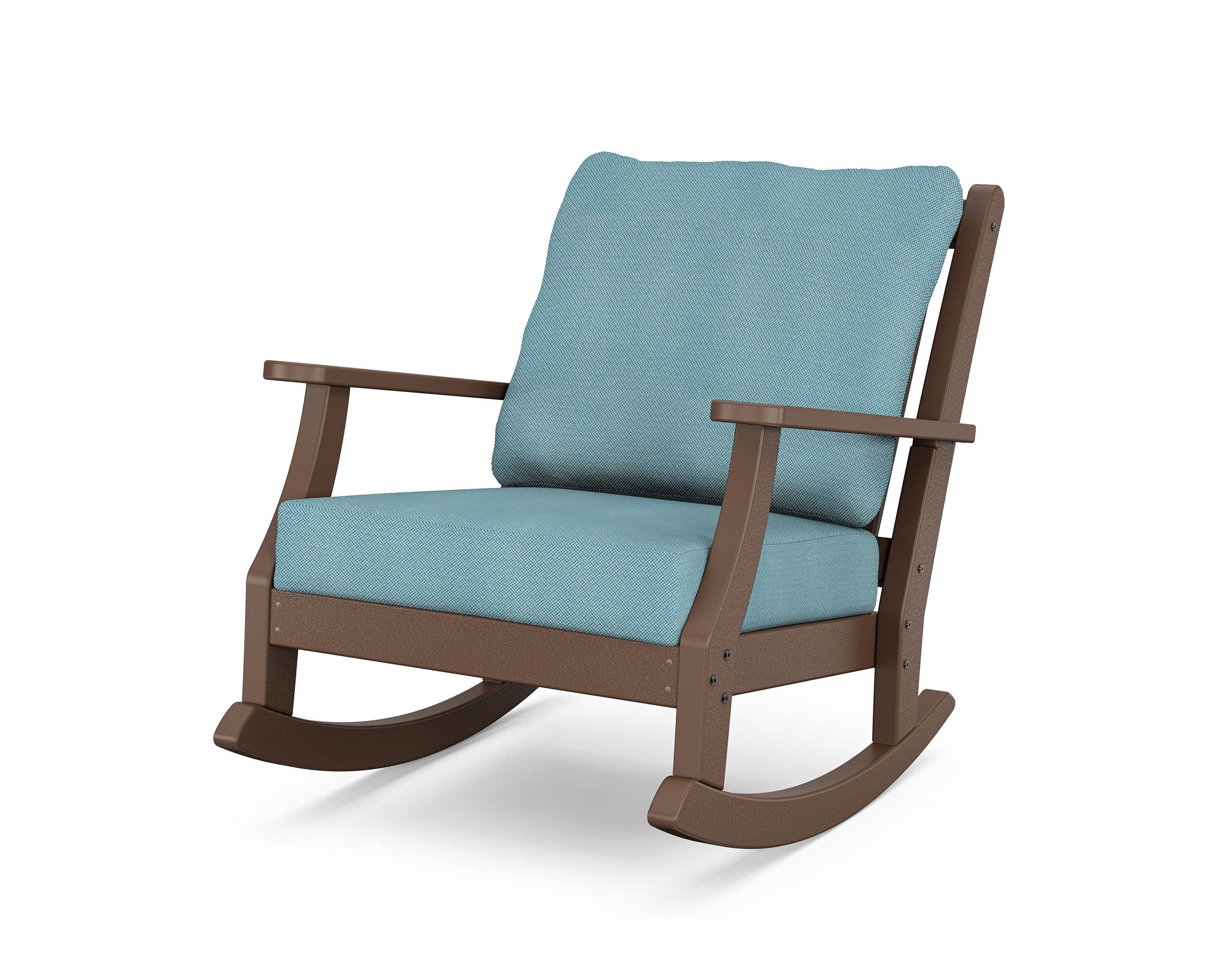 Country Living Wovendale Deep Seating Rocking Chair in Mahogany / Lattice Sky Blue