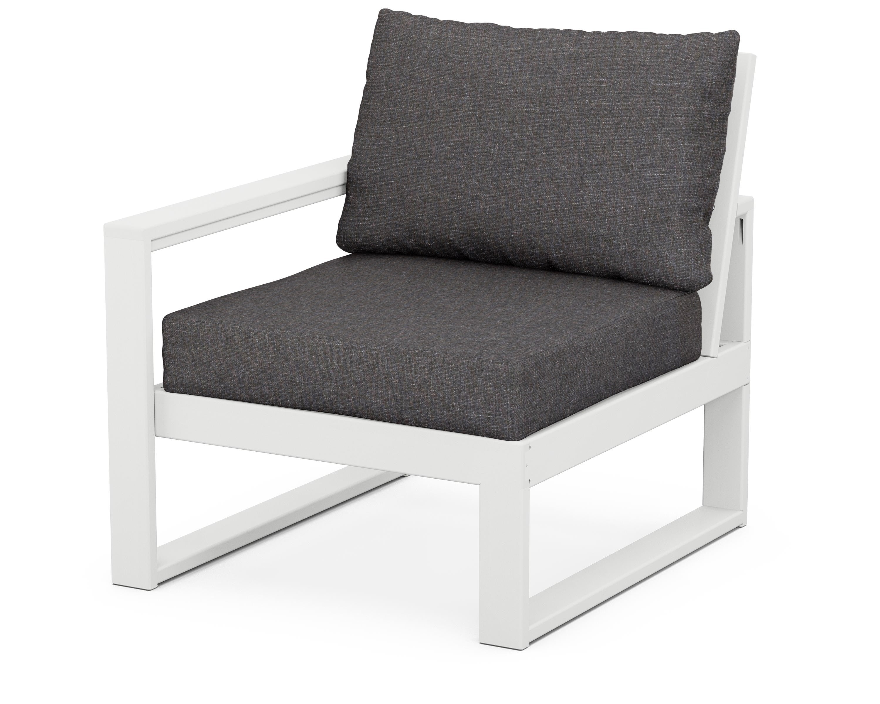 POLYWOOD® EDGE Modular Left Arm Chair in White / Ash Charcoal