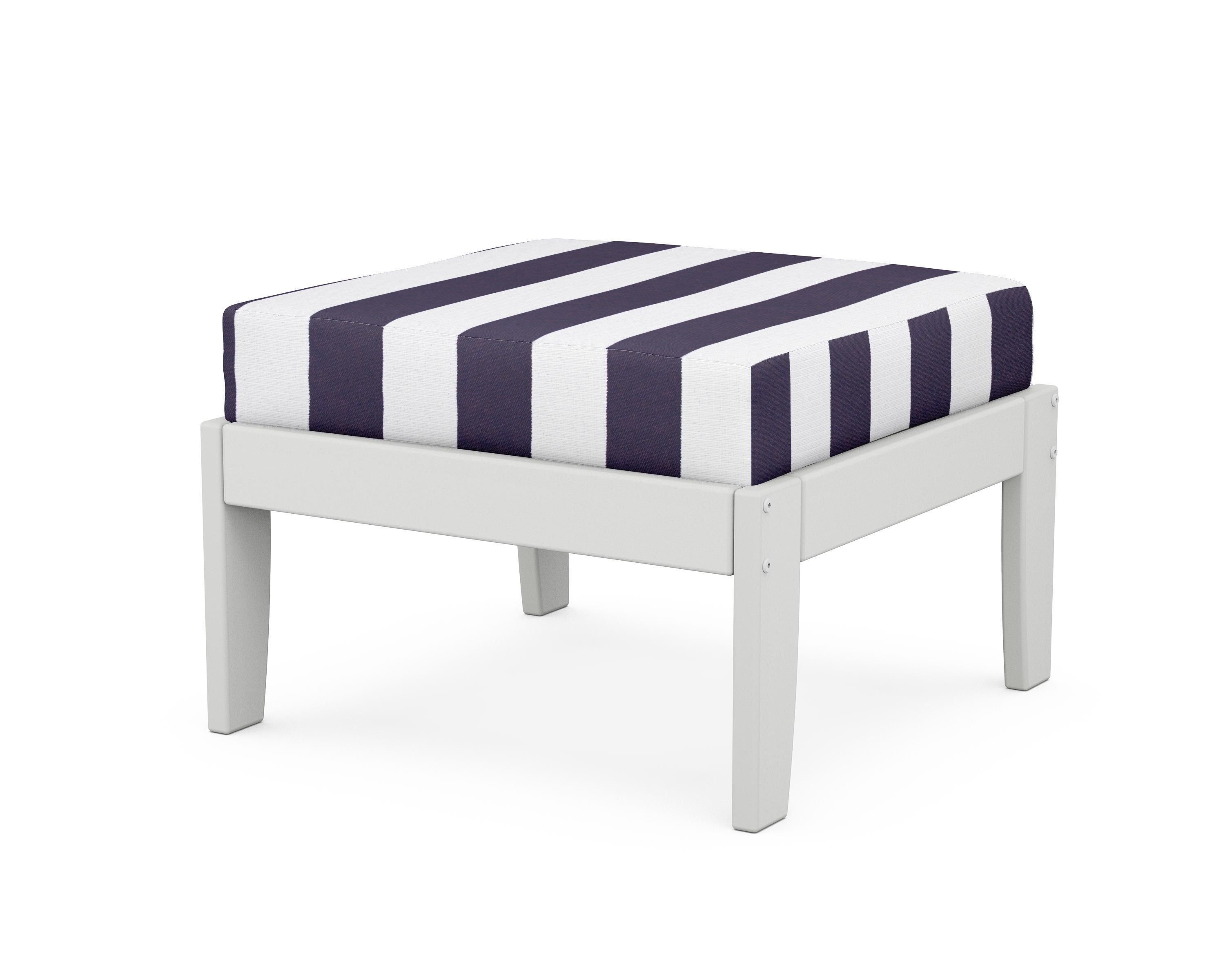 Unbranded Modular Ottoman - Classic in White / Cabana Stripe Navy