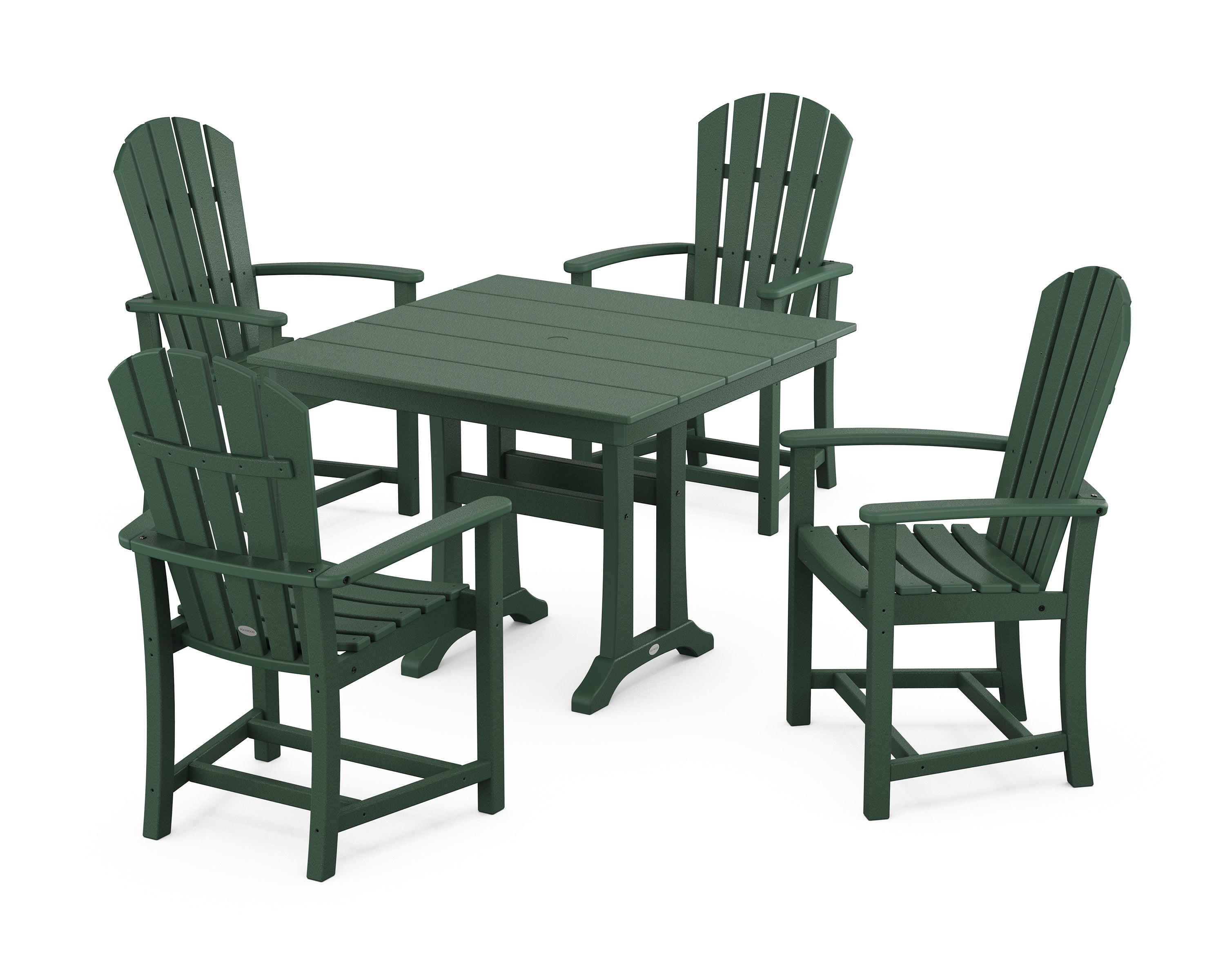 POLYWOOD® Palm Coast 5-Piece Farmhouse Dining Set With Trestle Legs in Green