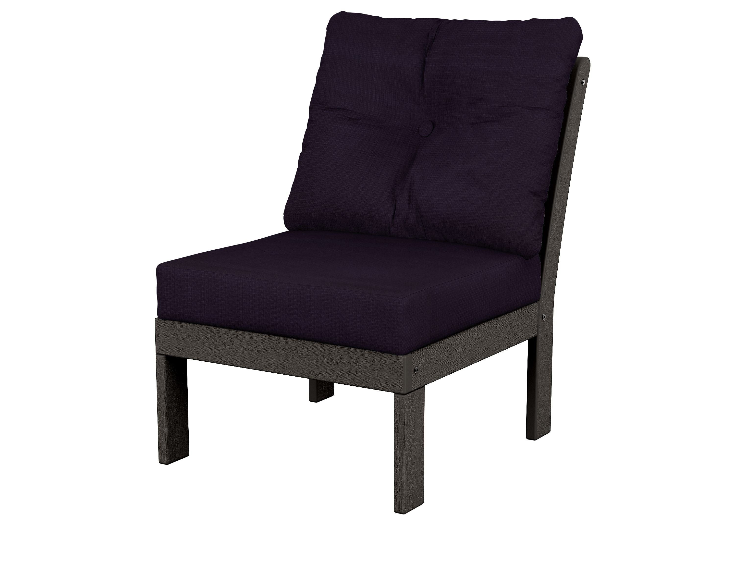 POLYWOOD® Vineyard Modular Armless Chair in Vintage Coffee / Navy Linen