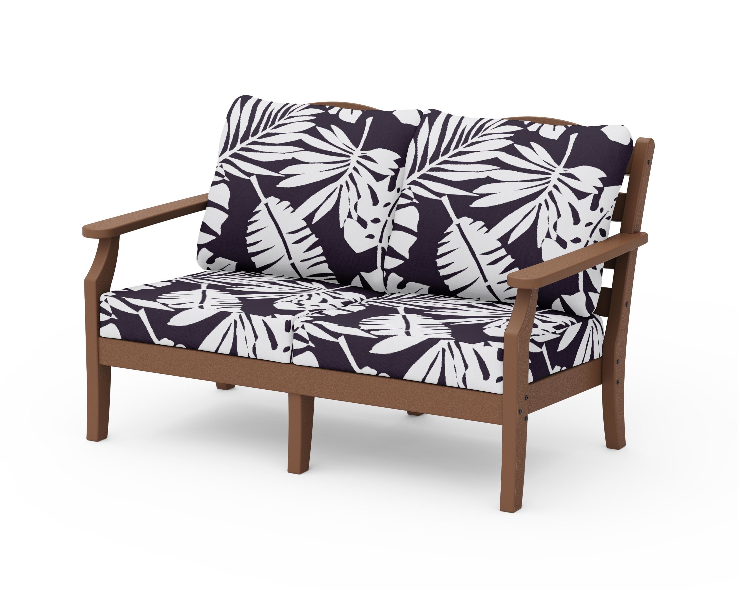 Draper James™ by POLYWOOD® Savannah Deep Seating Loveseat in Teak / Leaf Navy