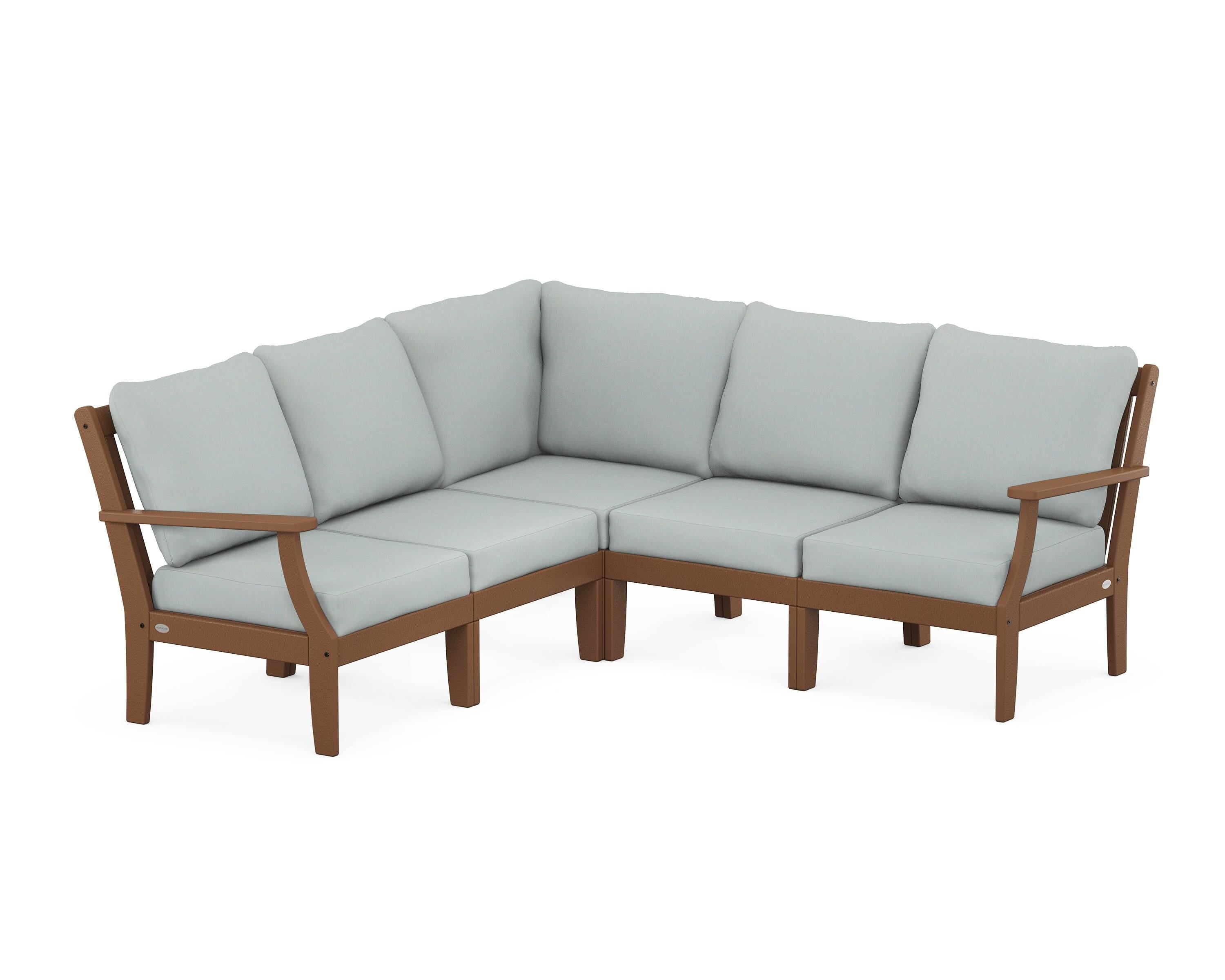 POLYWOOD® Braxton Modular 5-Piece Deep Seating Set in Teak / Spa