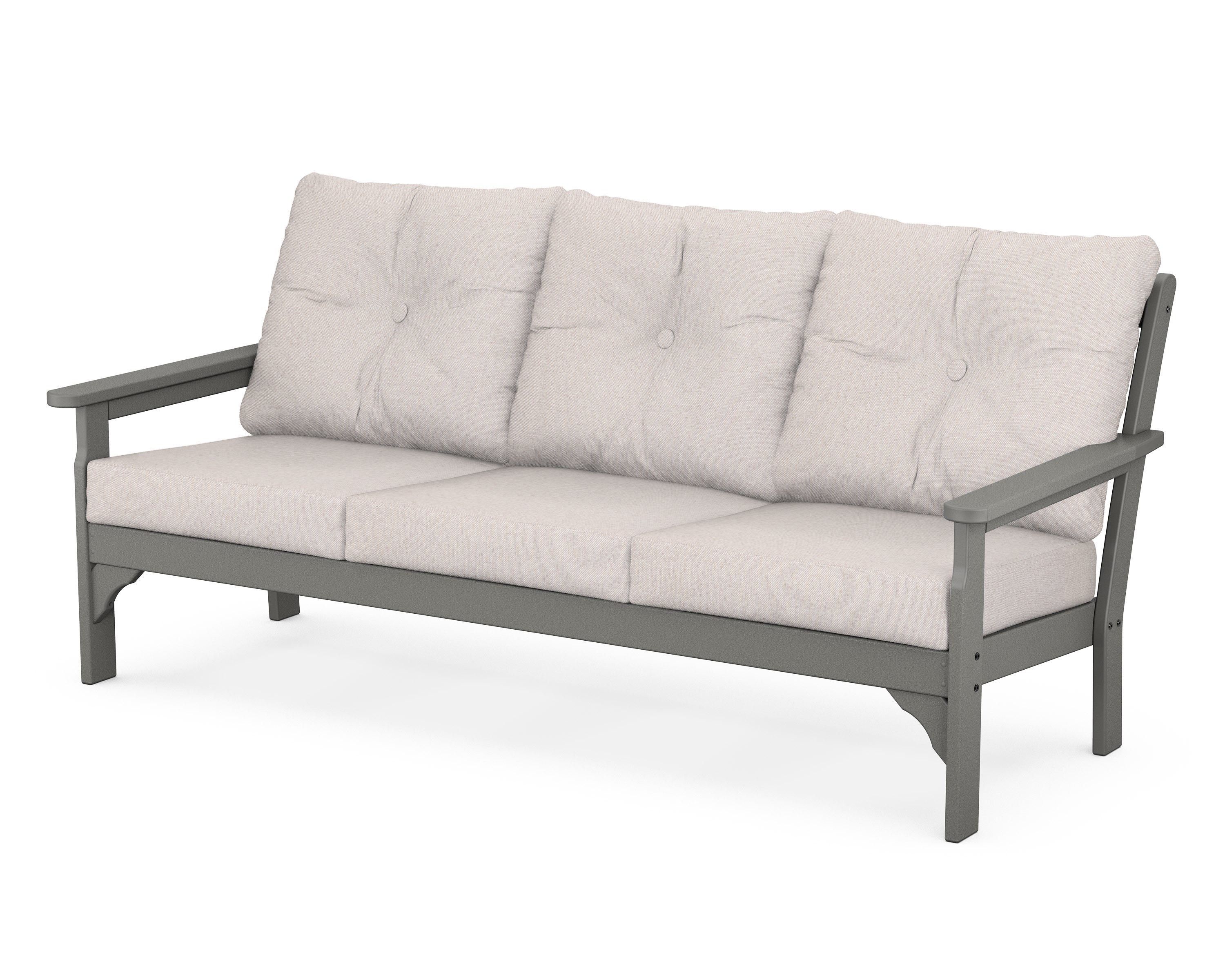 POLYWOOD® Vineyard Deep Seating Sofa in Slate Grey / Dune Burlap