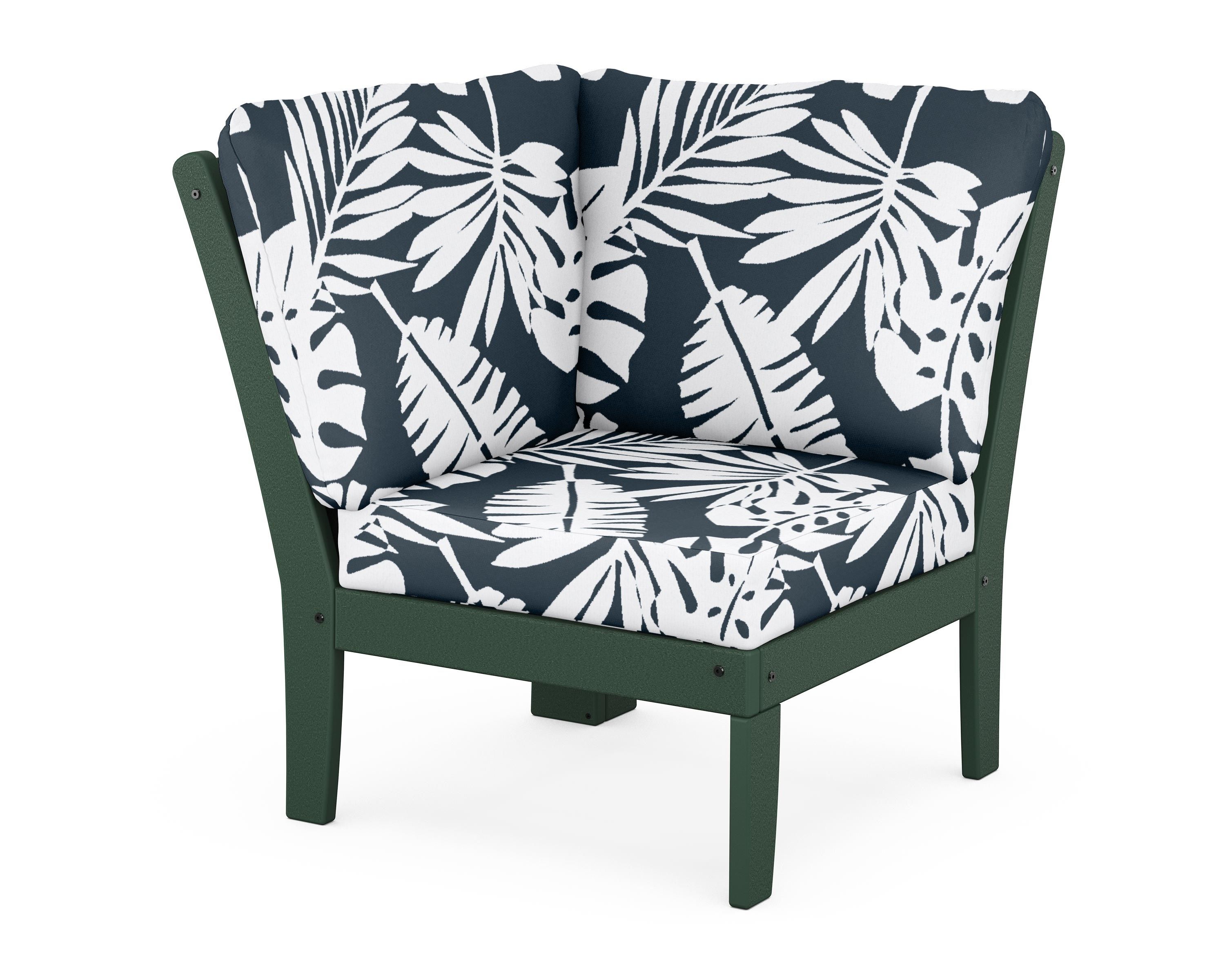 POLYWOOD® Braxton Modular Corner Chair in Green / Leaf Marine Indigo