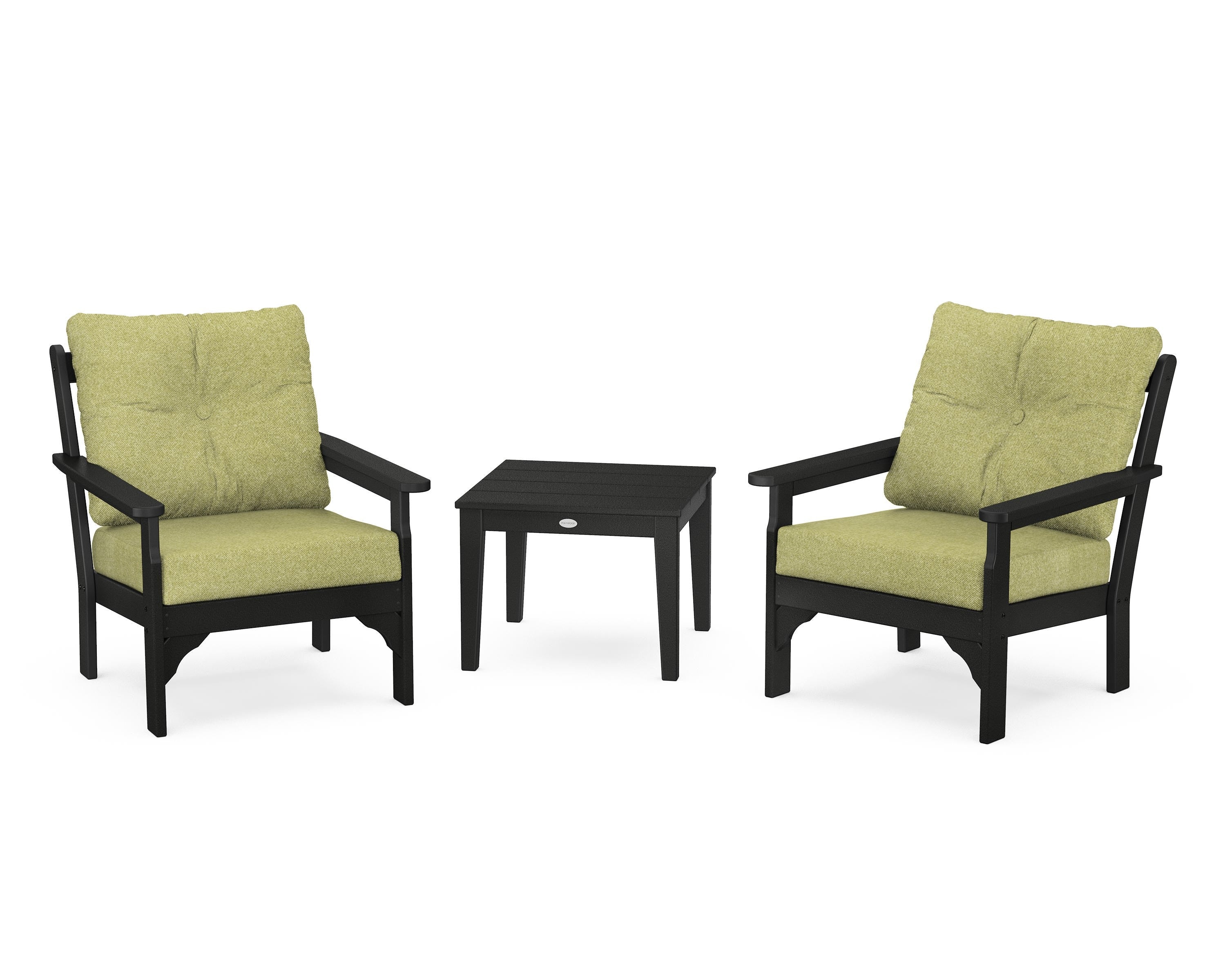 POLYWOOD® Vineyard 3-Piece Deep Seating Set in Black / Chartreuse Boucle