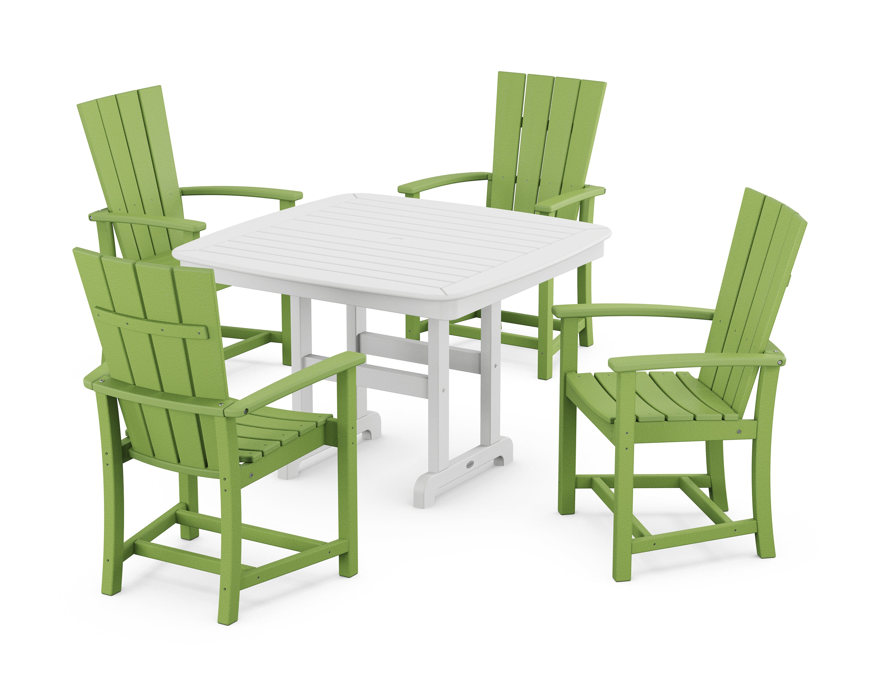 POLYWOOD® Quattro 5-Piece Dining Set with Trestle Legs in Lime / White