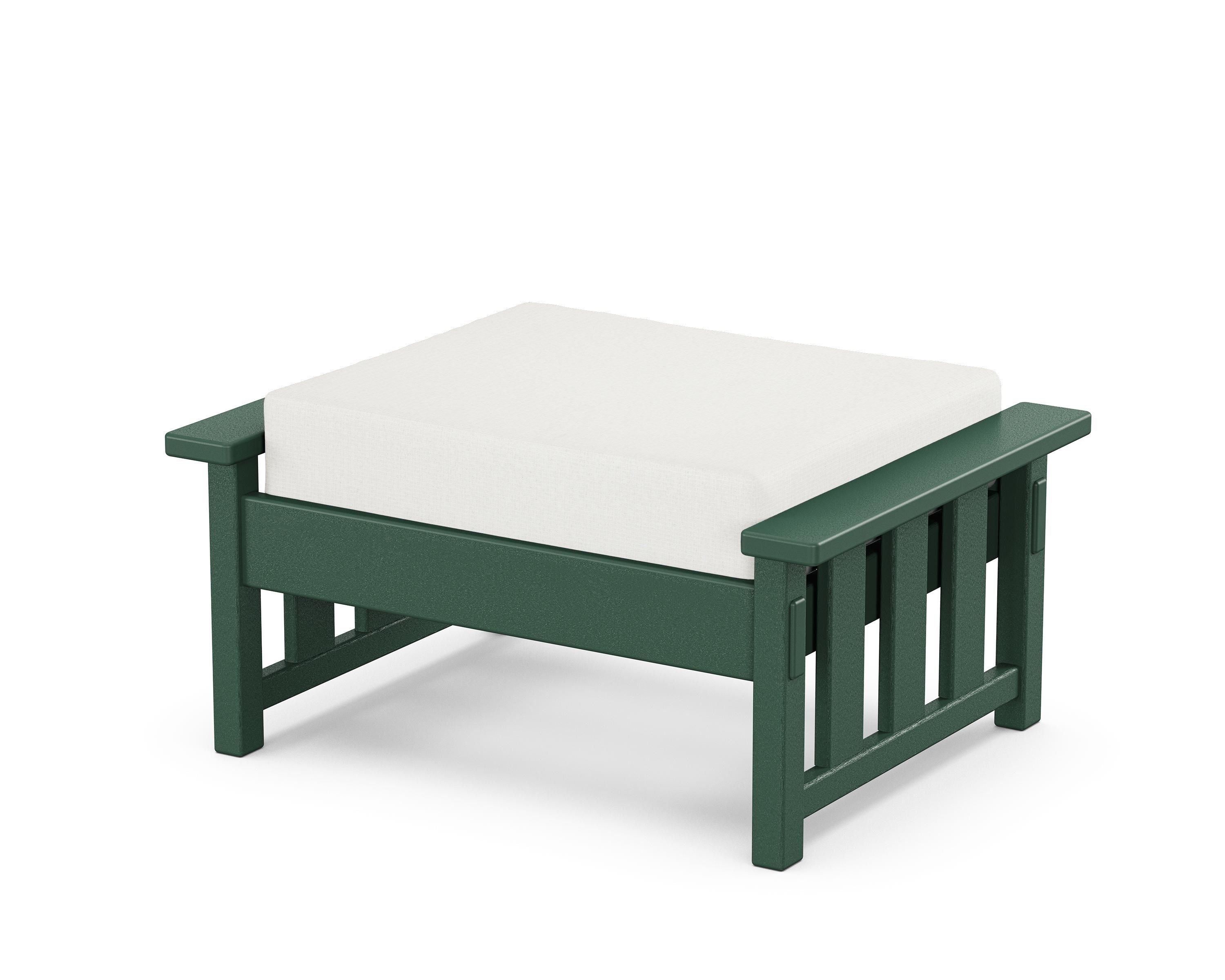 Martha Stewart by POLYWOOD® Acadia Deep Seating Ottoman in Green / Natural Linen