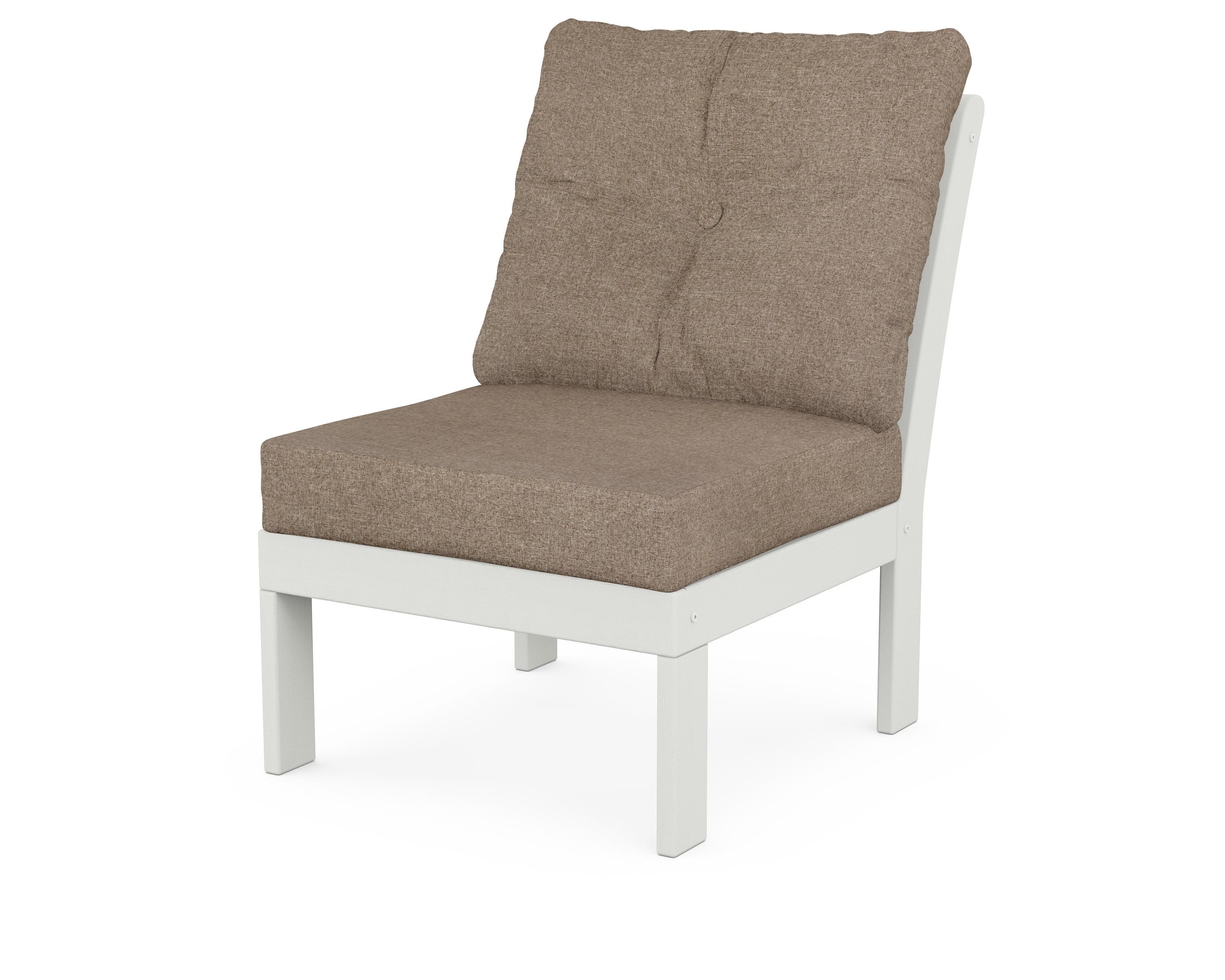 POLYWOOD® Vineyard Modular Armless Chair in Vintage White / Spiced Burlap