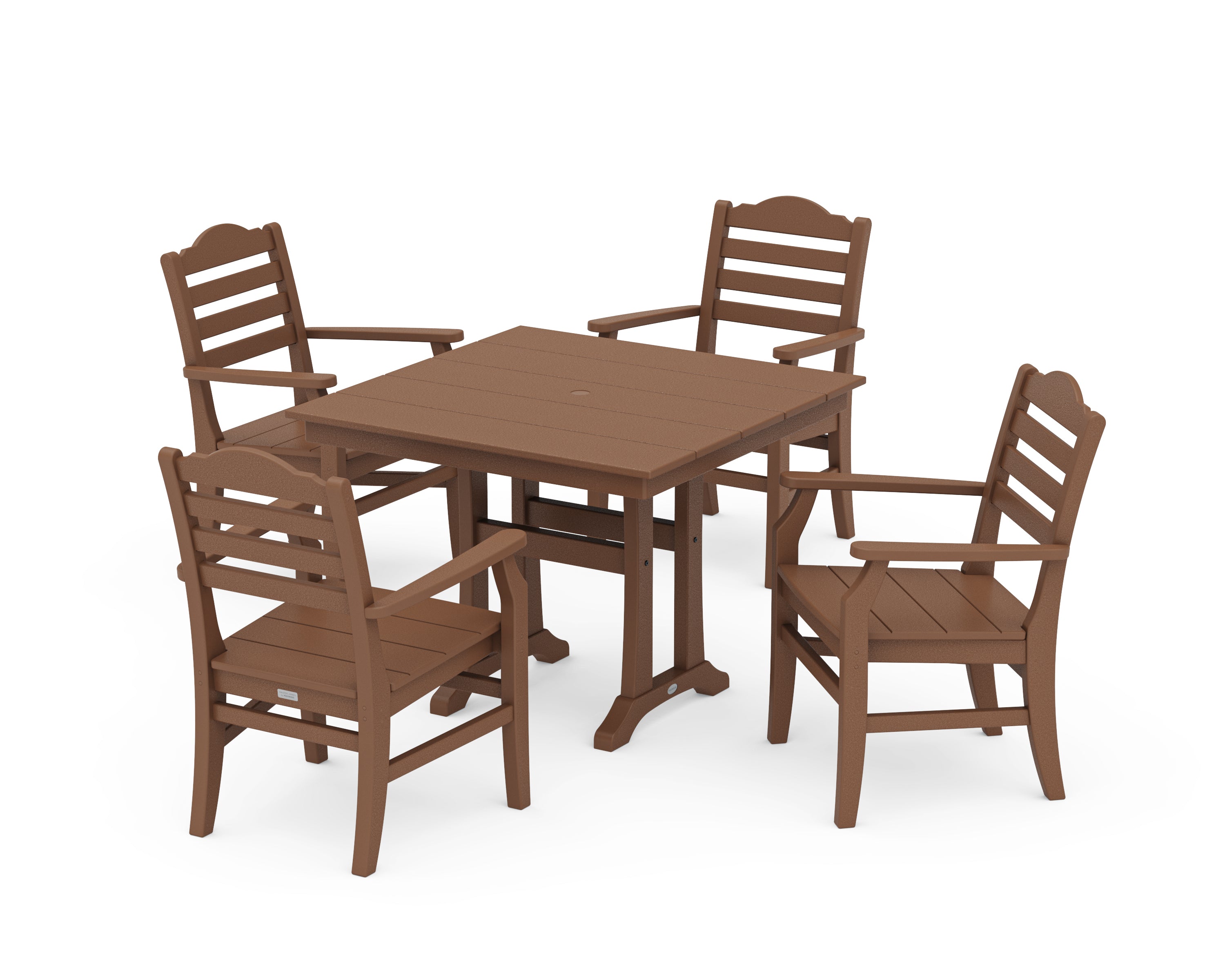 POLYWOOD® Savannah 5-Piece Farmhouse Dining Set with Trestle Legs in Teak