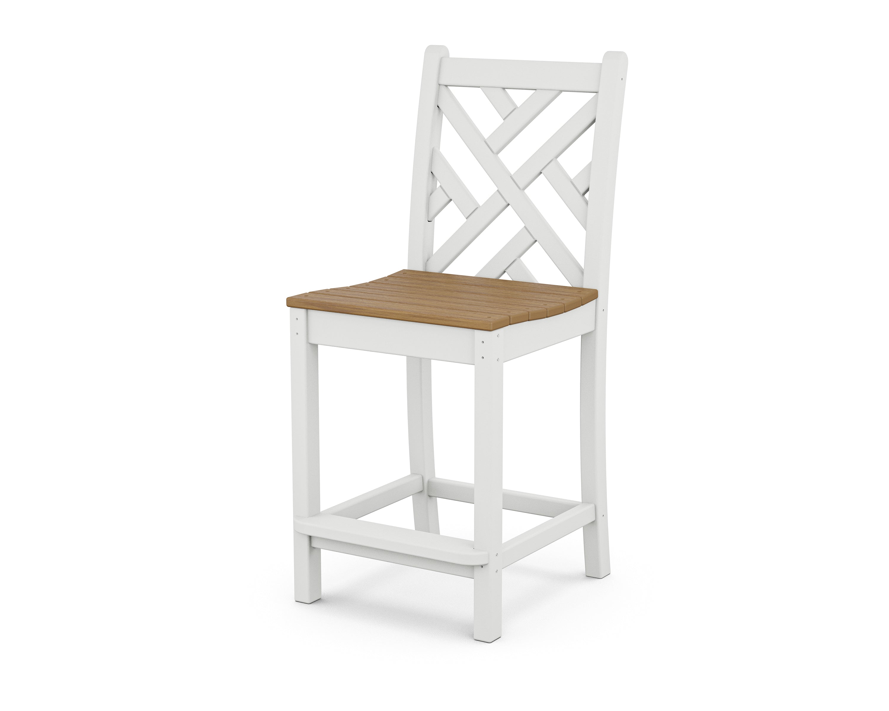 POLYWOOD® Chippendale Counter Side Chair in White / Natural