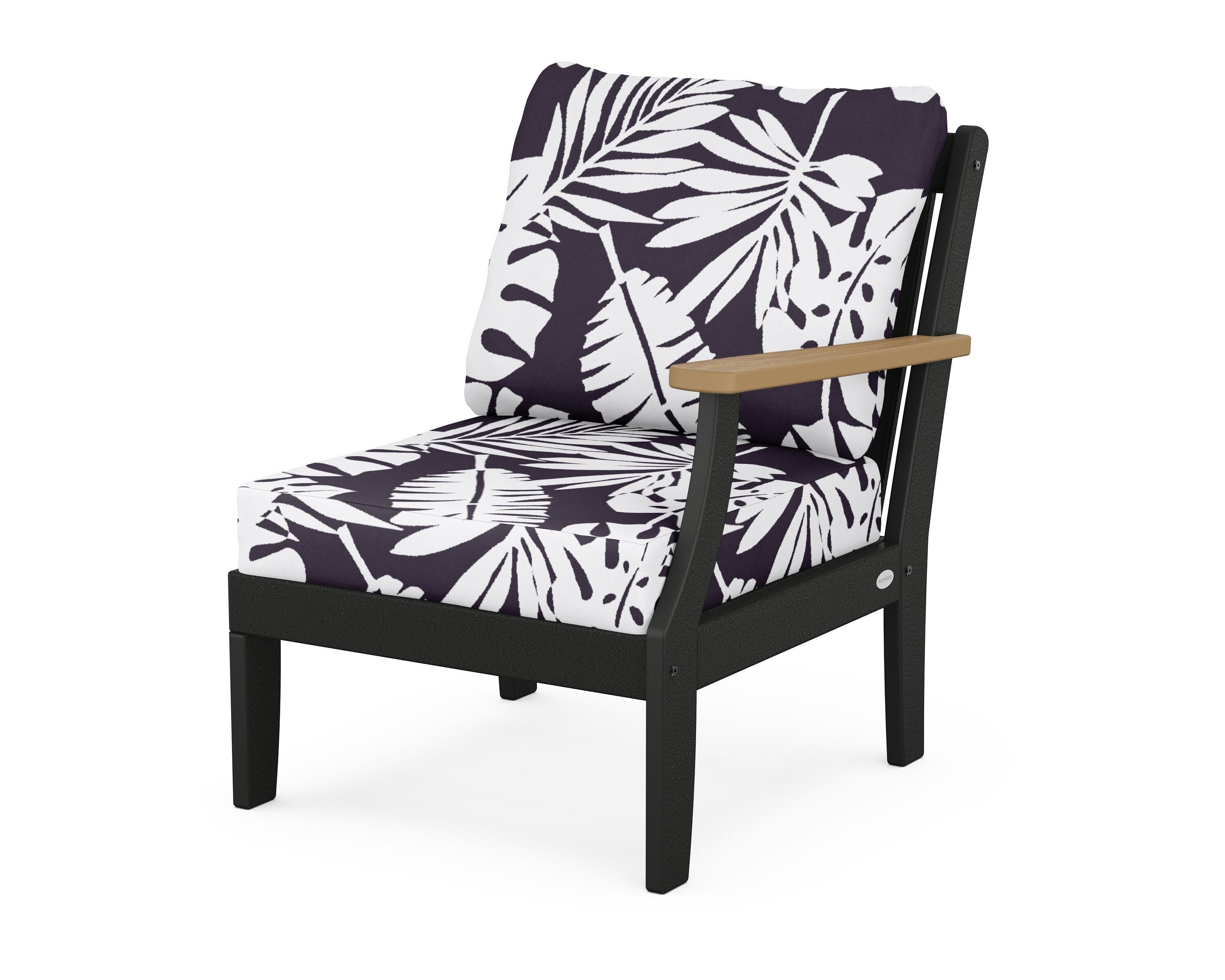 POLYWOOD® Braxton Modular Right Arm Chair in Black / Natural / Leaf Navy