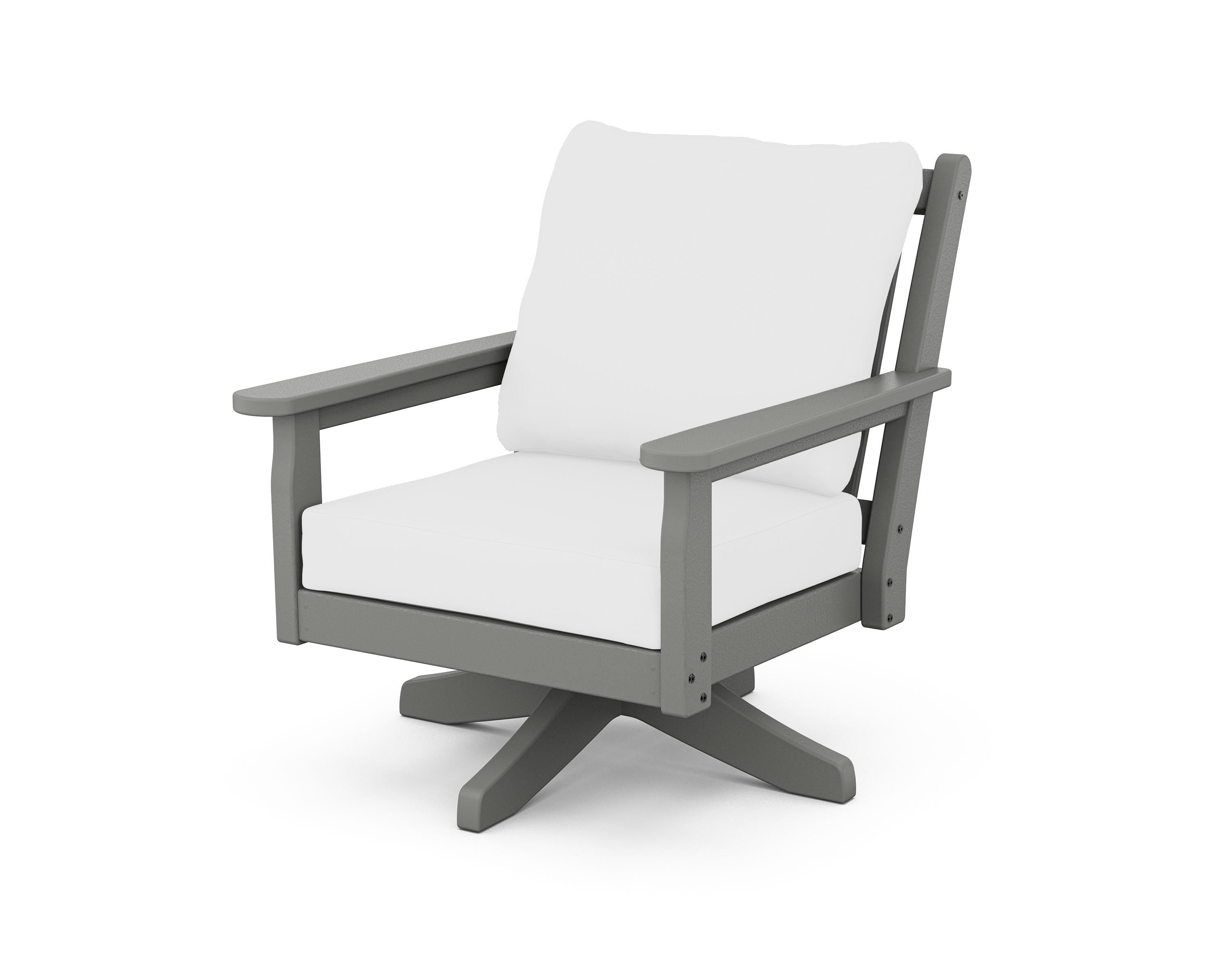 POLYWOOD® Chippendale Deep Seating Swivel Chair in Slate Grey / Natural