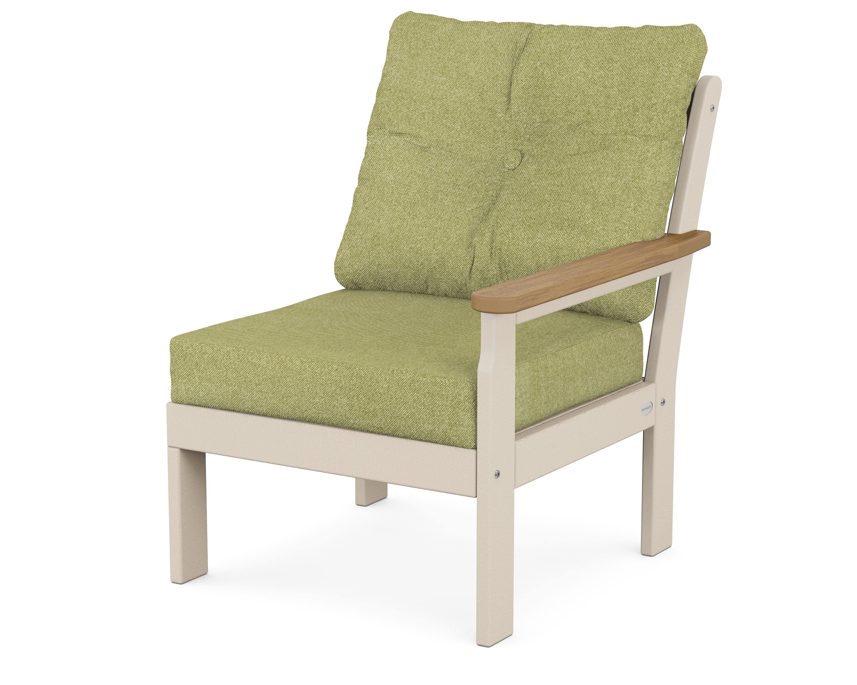 POLYWOOD® Vineyard Modular Right Arm Chair in Sand / Natural / Chartreuse Boucle