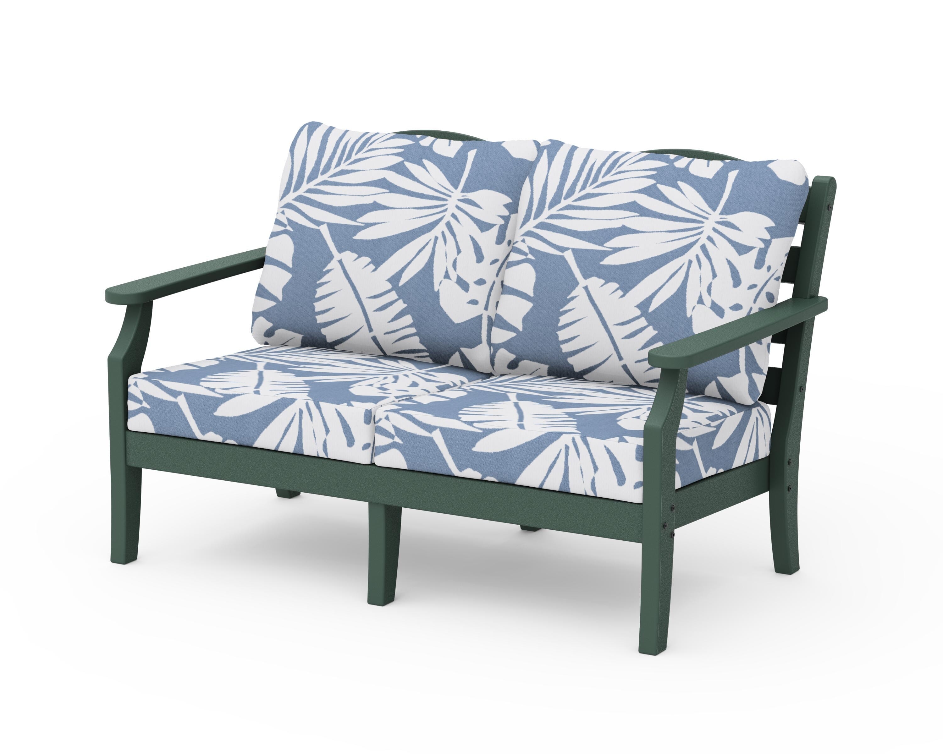 Draper James™ by POLYWOOD® Savannah Deep Seating Loveseat in Green / Leaf Sky Blue