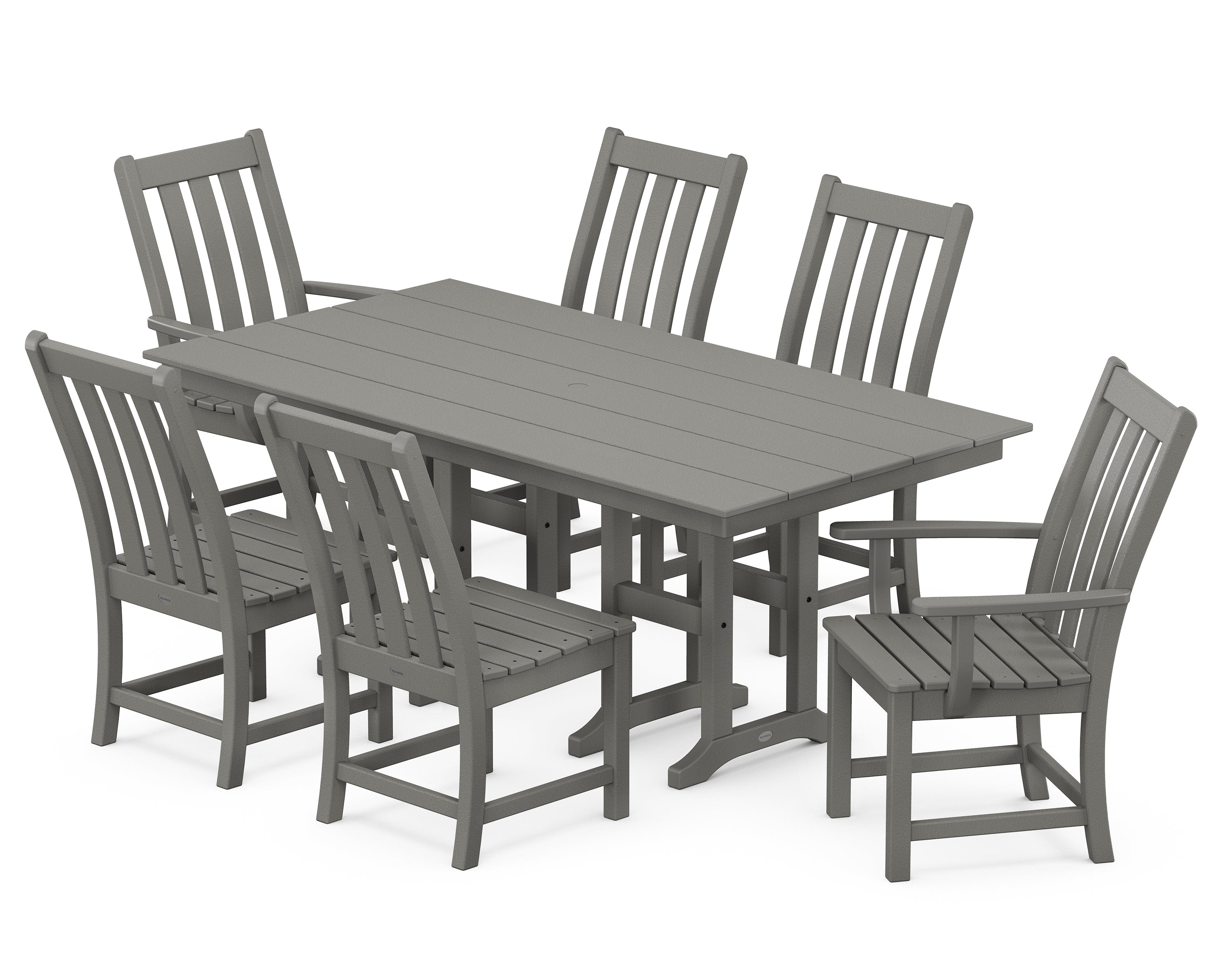 POLYWOOD® Vineyard 7-Piece Farmhouse Dining Set in Slate Grey