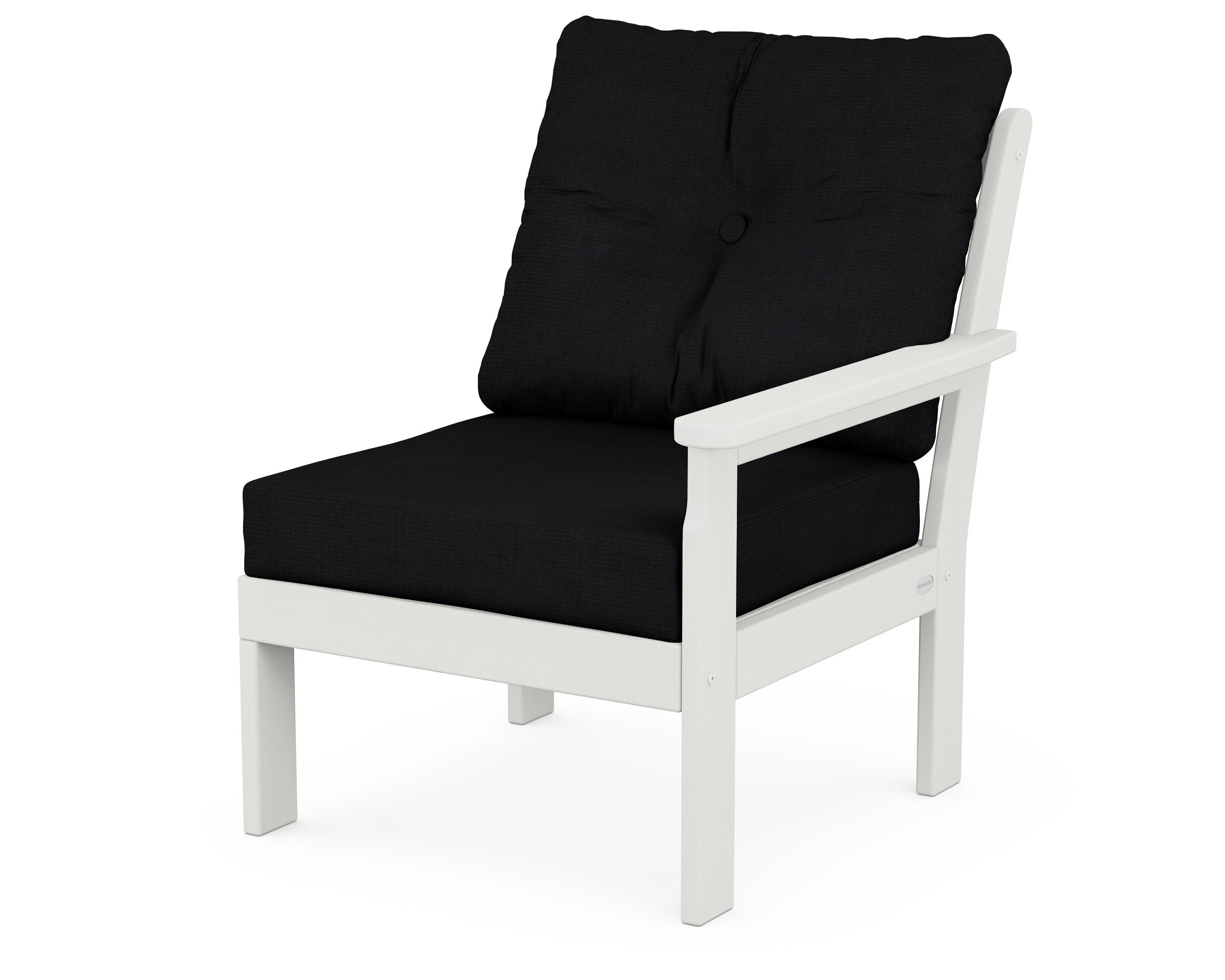 POLYWOOD® Vineyard Modular Right Arm Chair in Vintage White / Midnight Linen