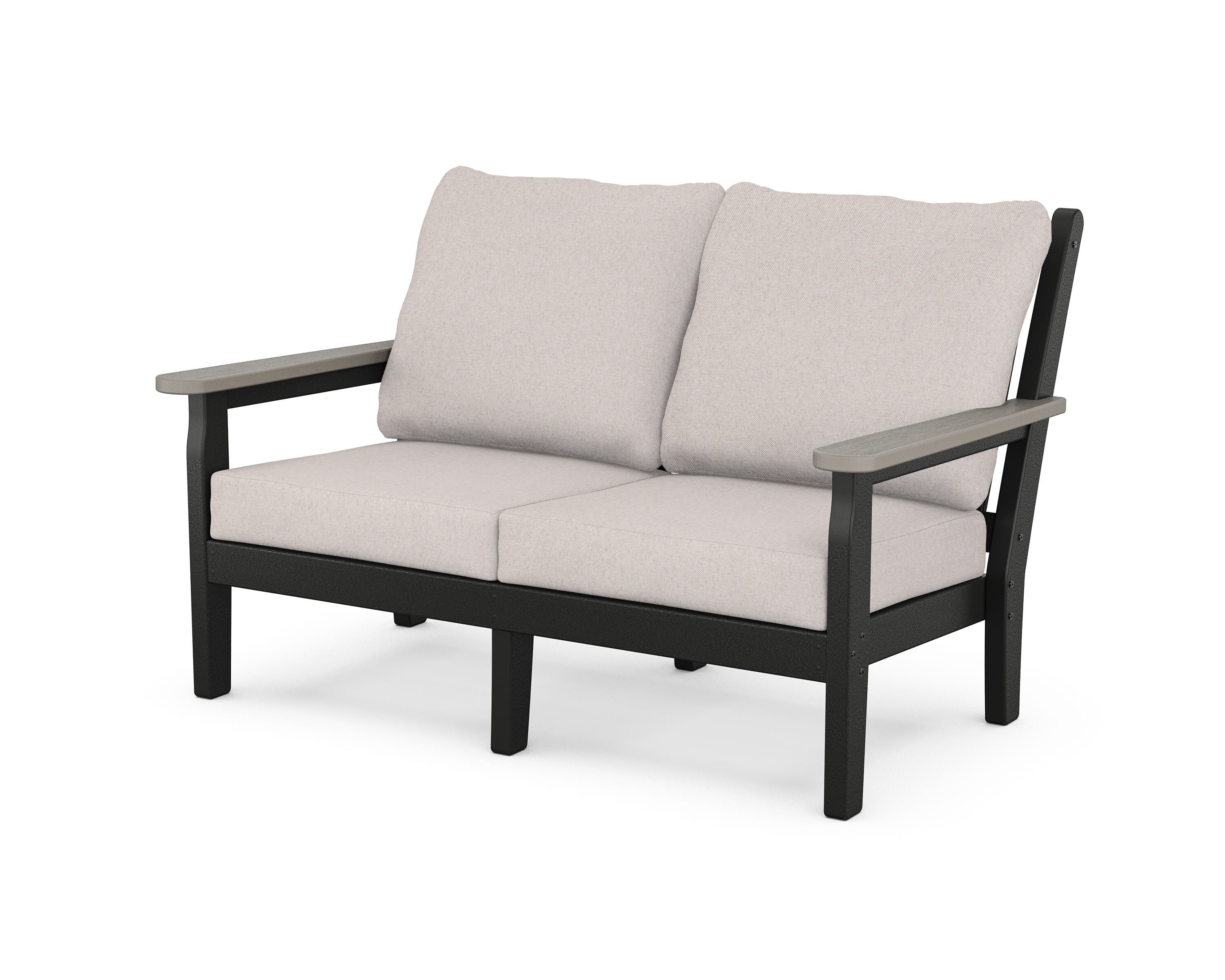 POLYWOOD® Chippendale Deep Seating Loveseat in Black / Driftwood / Dune Burlap