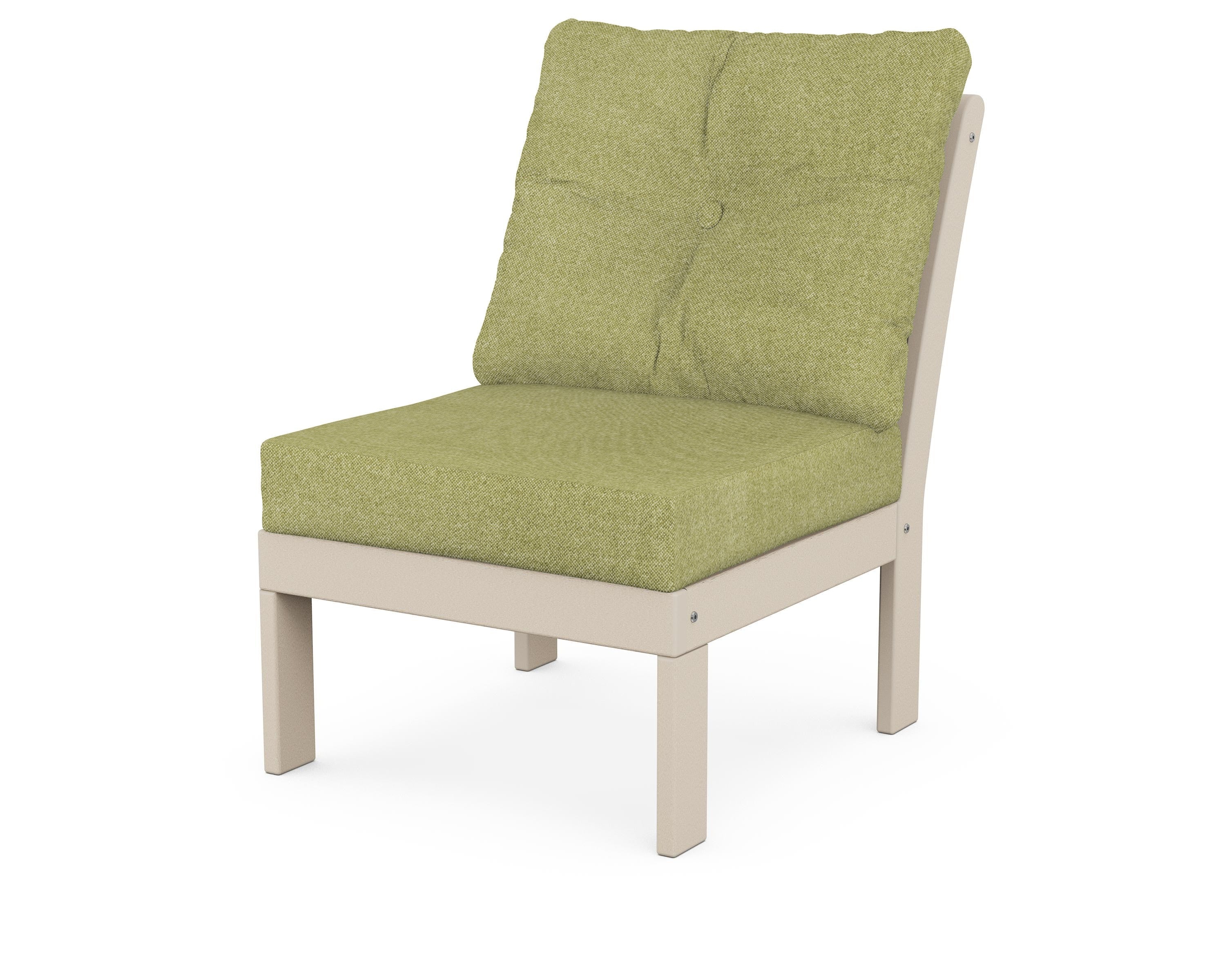 POLYWOOD® Vineyard Modular Armless Chair in Sand / Chartreuse Boucle