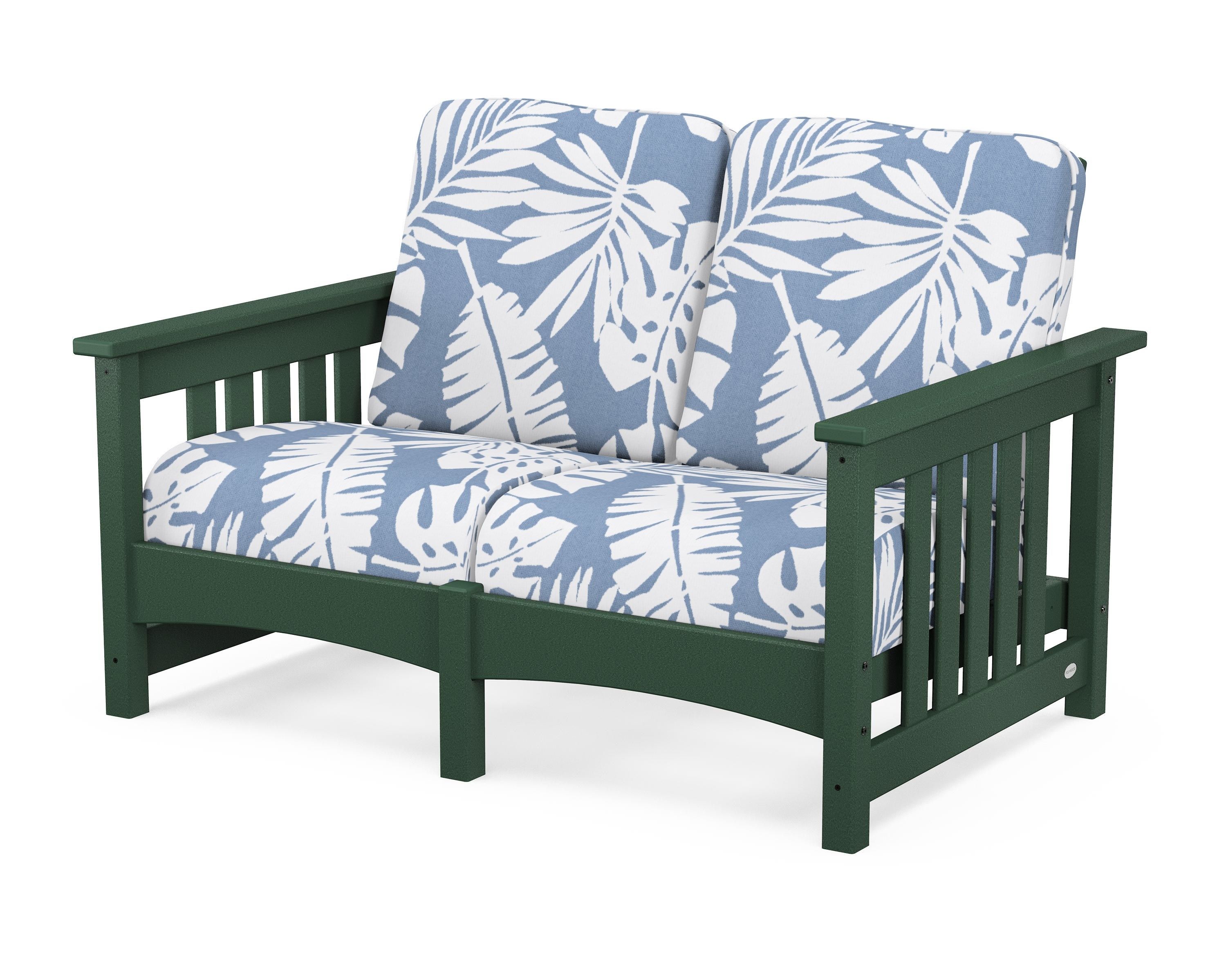 POLYWOOD® Club Mission Loveseat in Green / Leaf Sky Blue