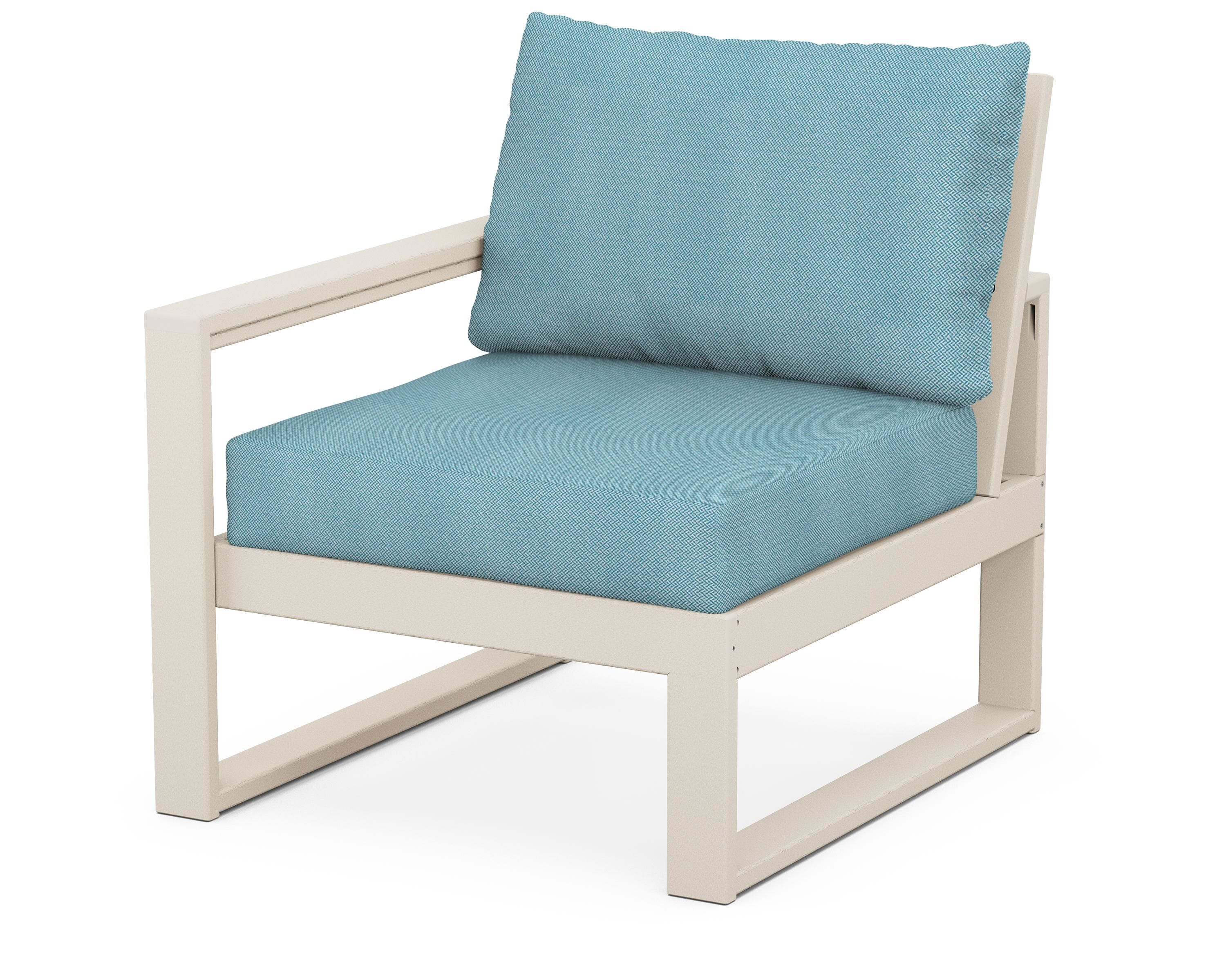 POLYWOOD® EDGE Modular Left Arm Chair in Sand / Lattice Sky Blue
