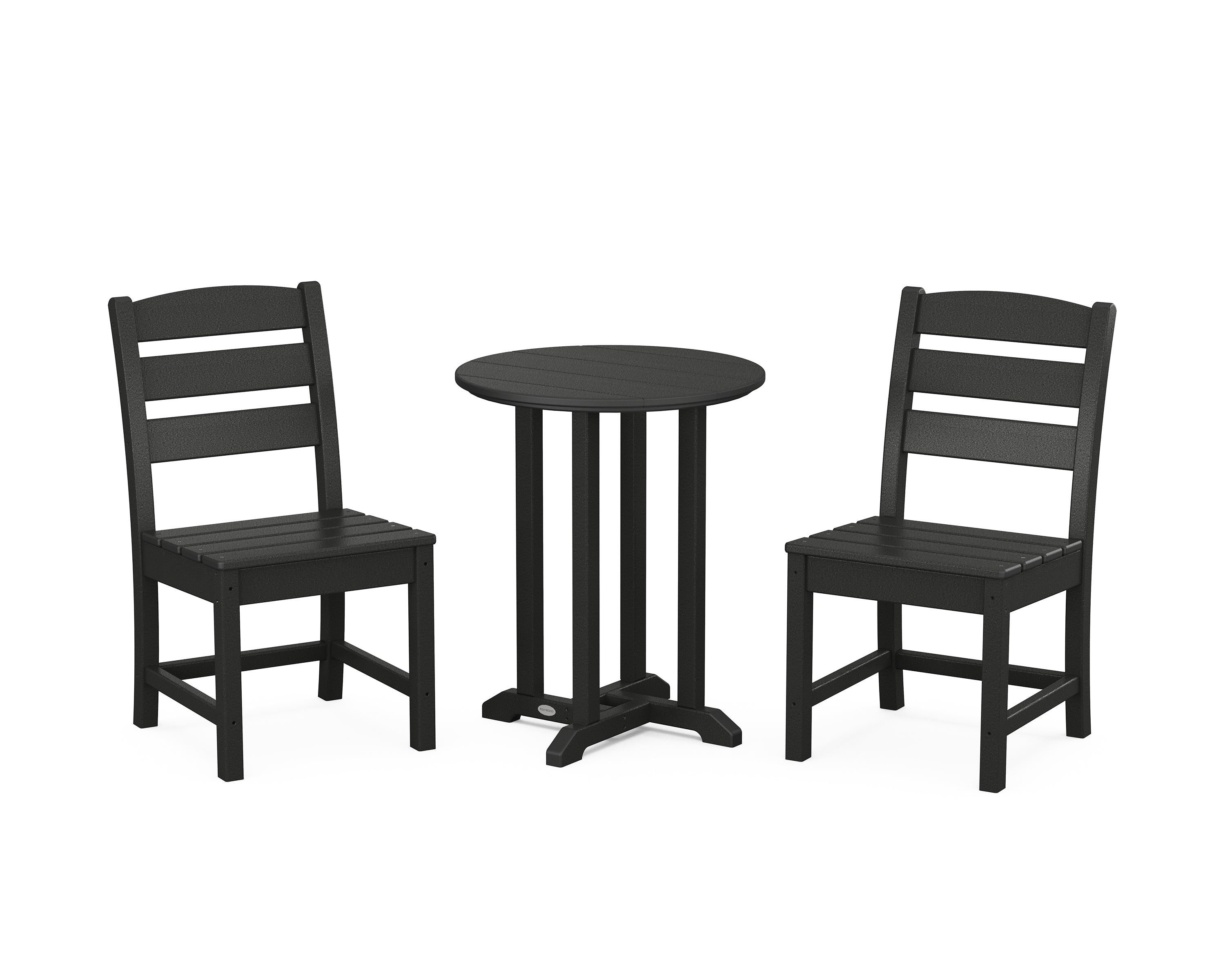 POLYWOOD® Lakeside Side Chair 3-Piece Round Bistro Dining Set in Black