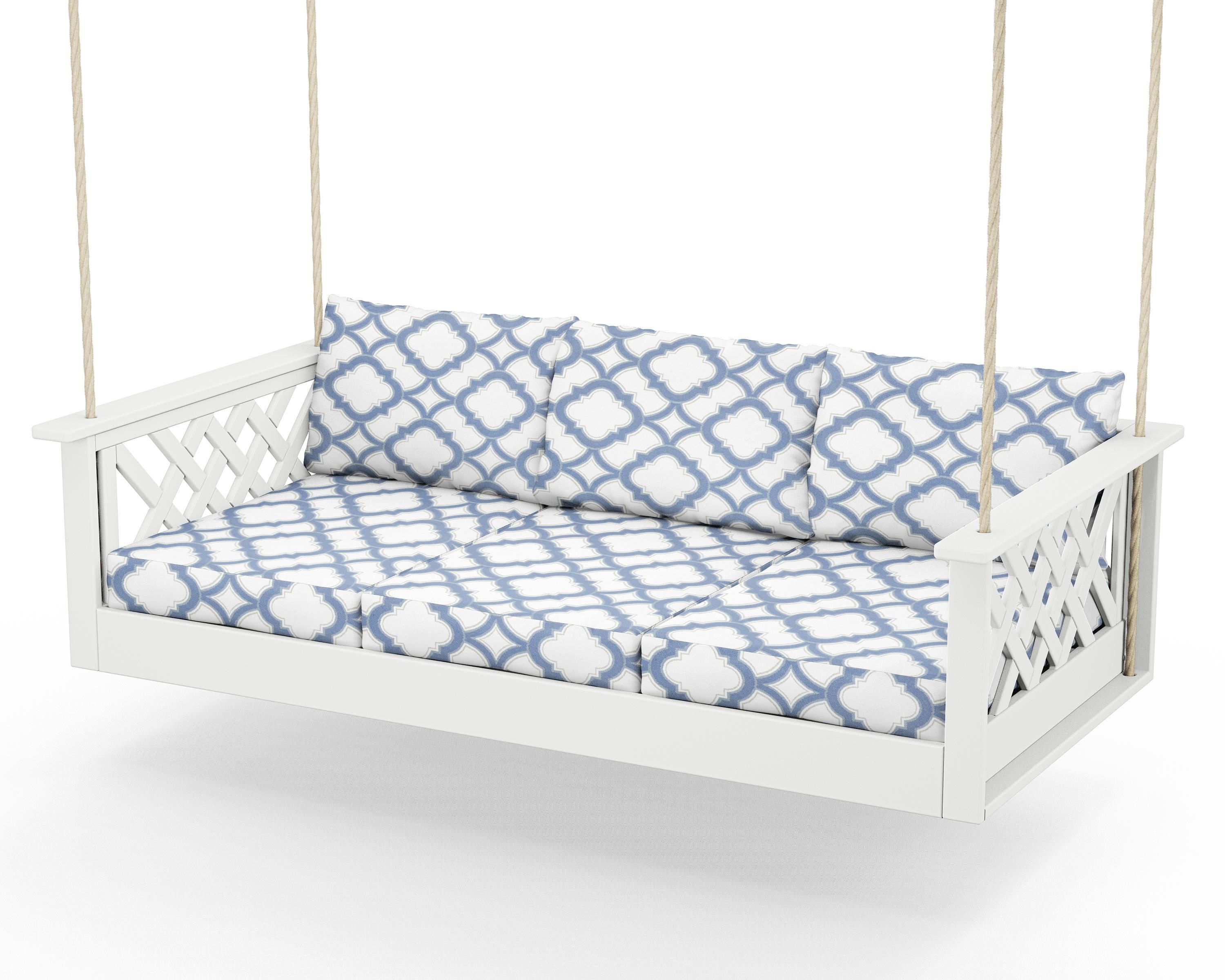 Country Living Wovendale Daybed Swing in White / Trellis Sky Blue
