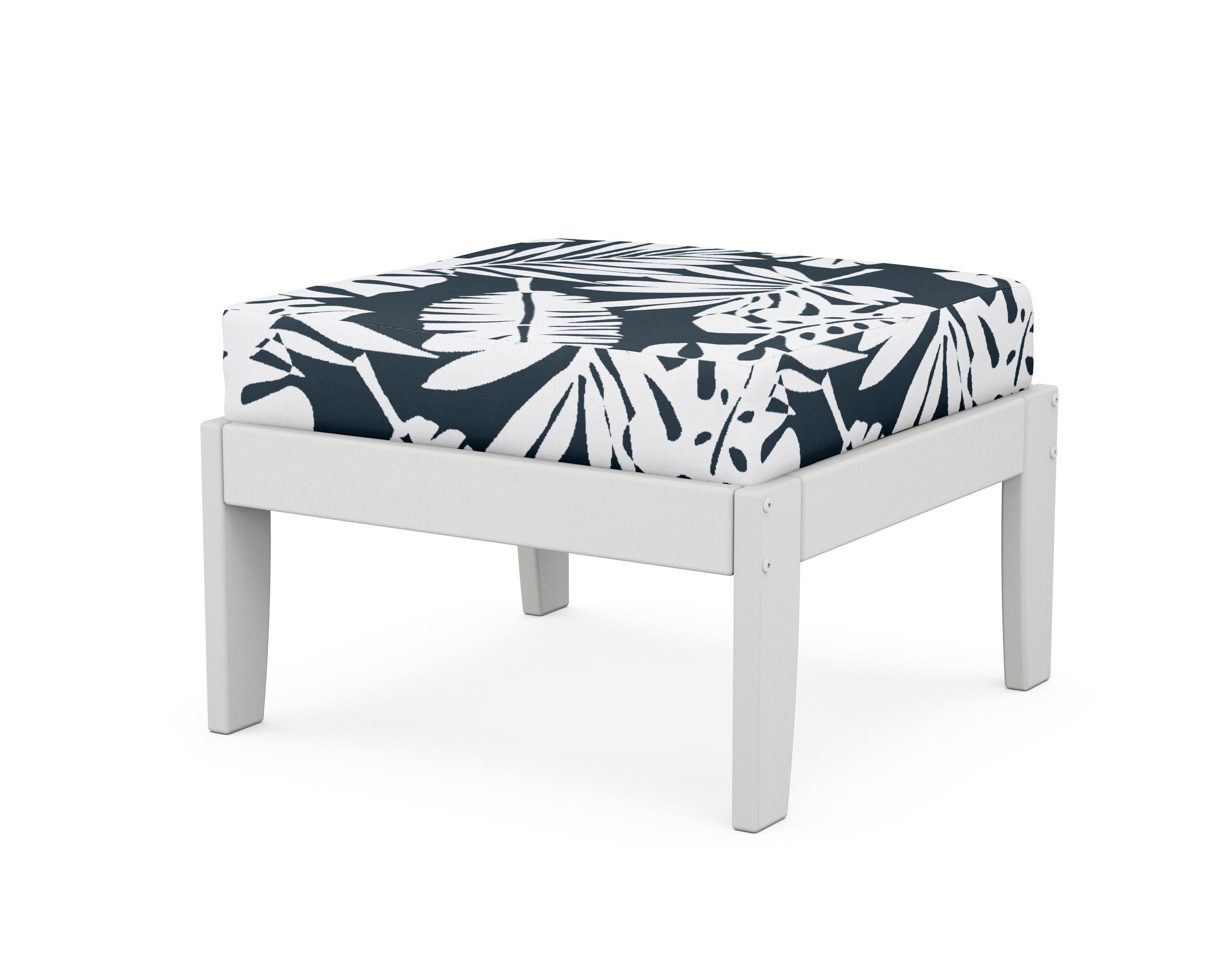 Unbranded Modular Ottoman - Classic in White / Leaf Marine Indigo