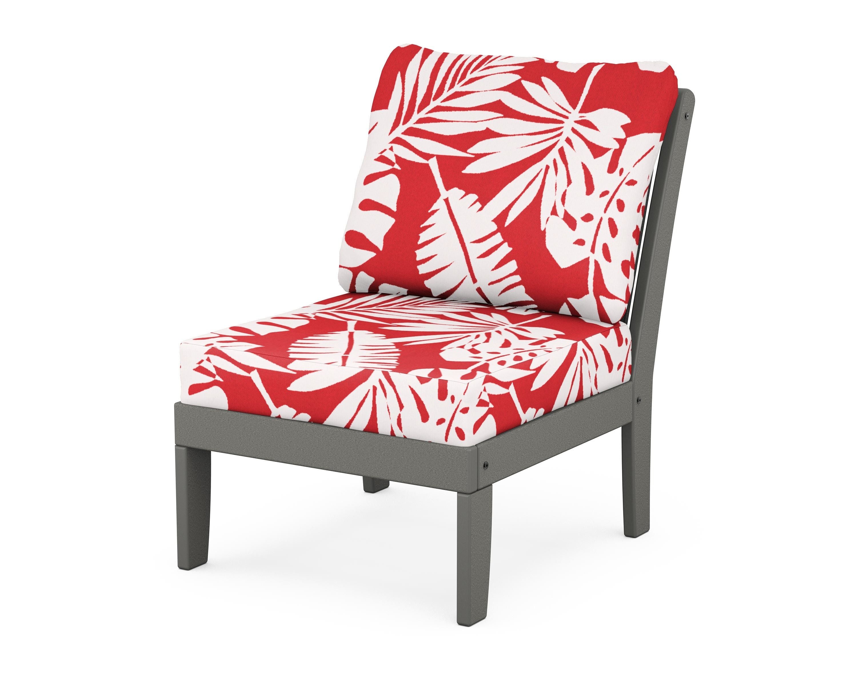 POLYWOOD® Braxton Modular Armless Chair in Slate Grey / Leaf Crimson
