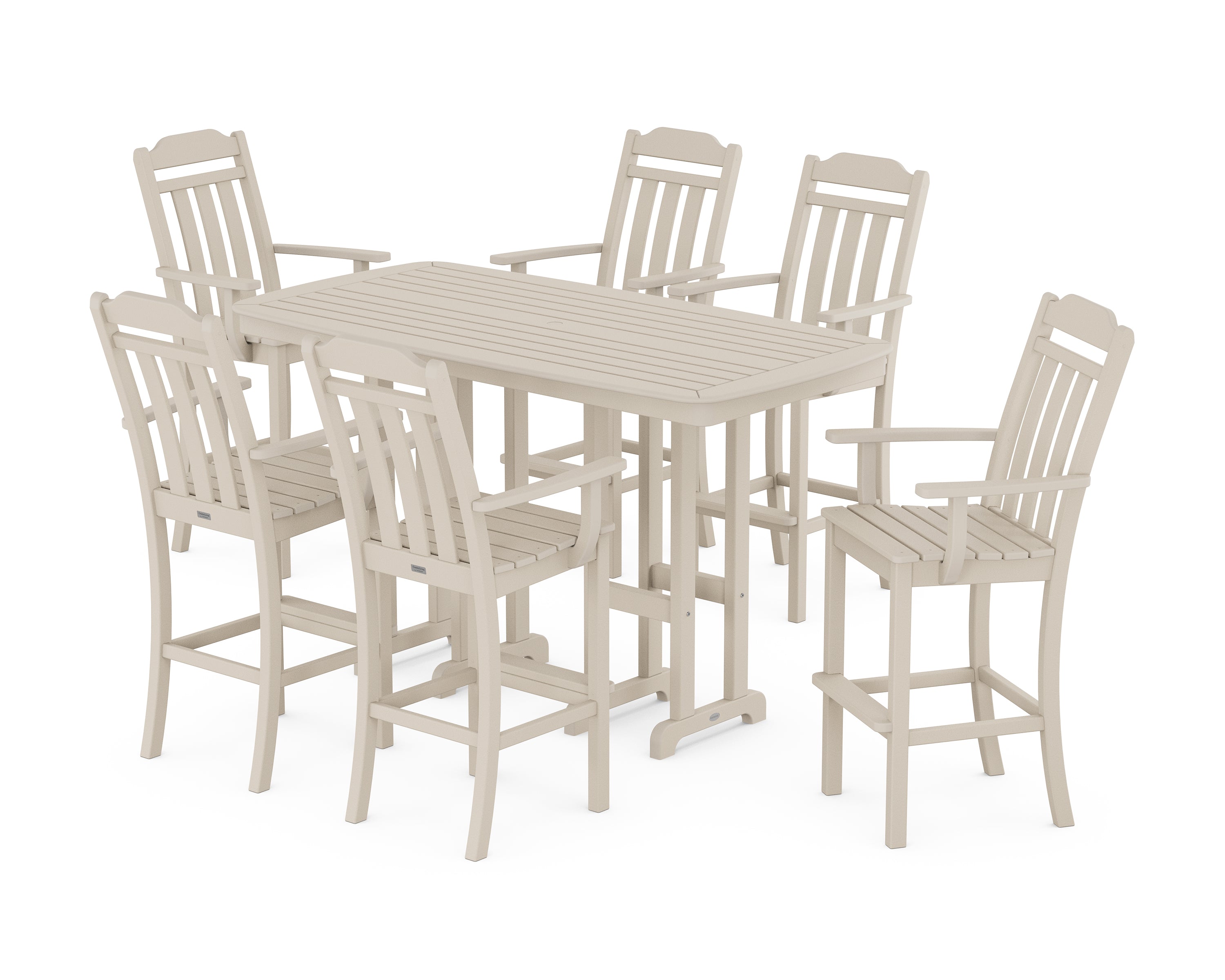 Country Living Cottage Arm Chair 7-Piece Bar Set in Sand