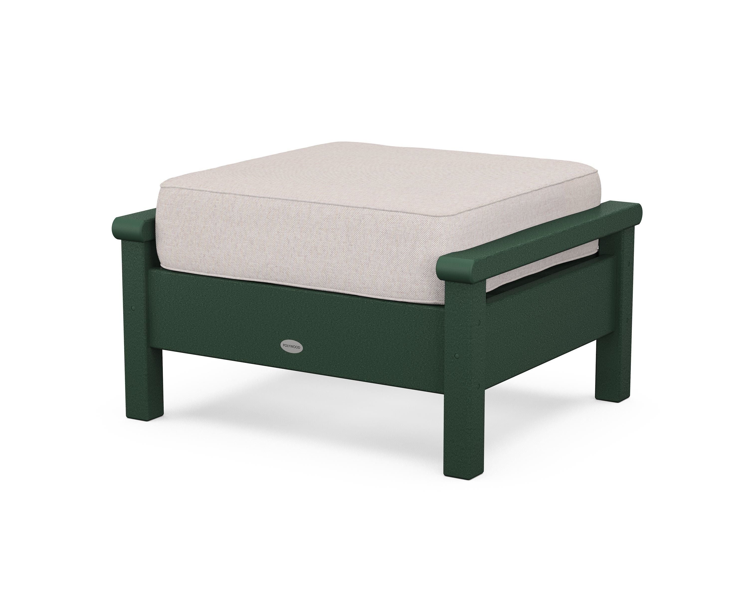 POLYWOOD® Harbour Deep Seating Ottoman in Green / Dune Burlap