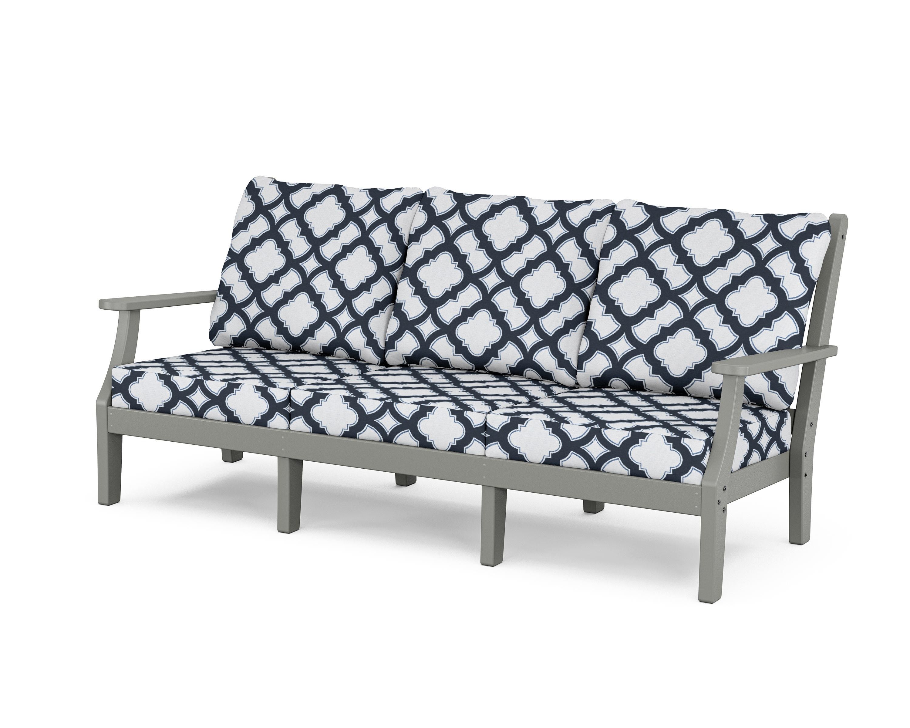Country Living Wovendale Deep Seating Sofa in Slate Grey / Trellis Marine Indigo