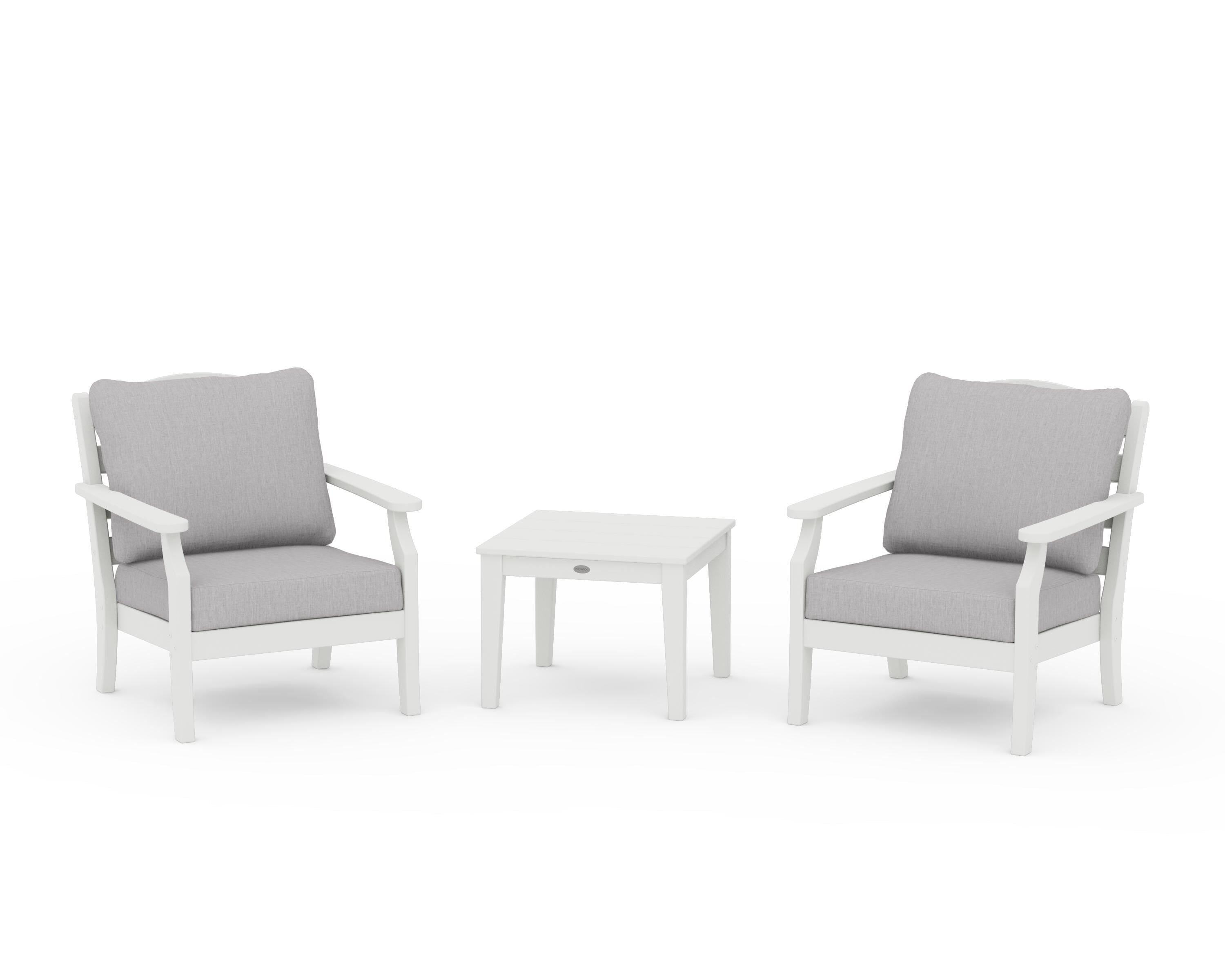 Draper James™ by POLYWOOD® Savannah 3-Piece Deep Seating Set in Vintage White / Granite