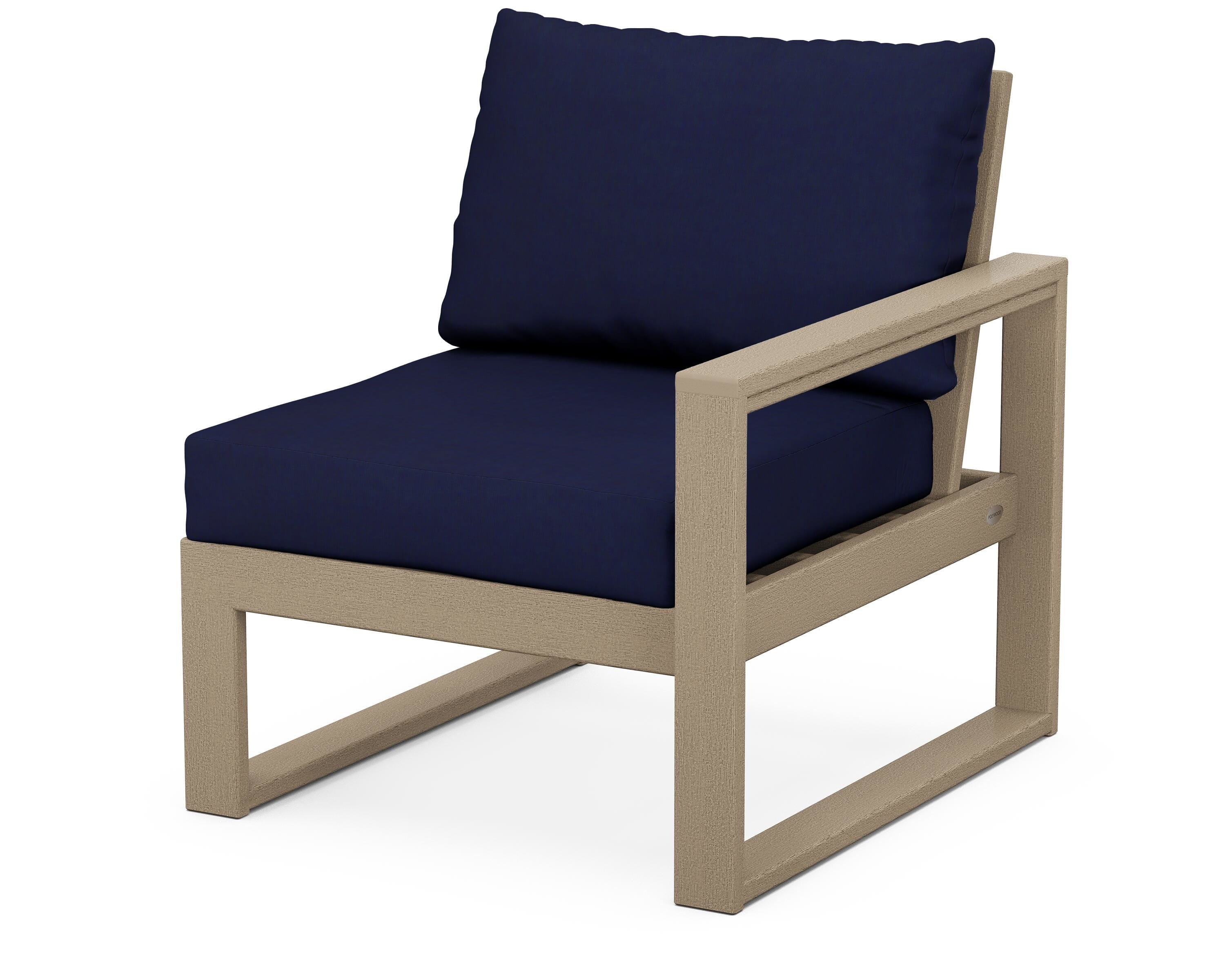 POLYWOOD® EDGE Modular Right Arm Chair in Vintage Sahara / Navy