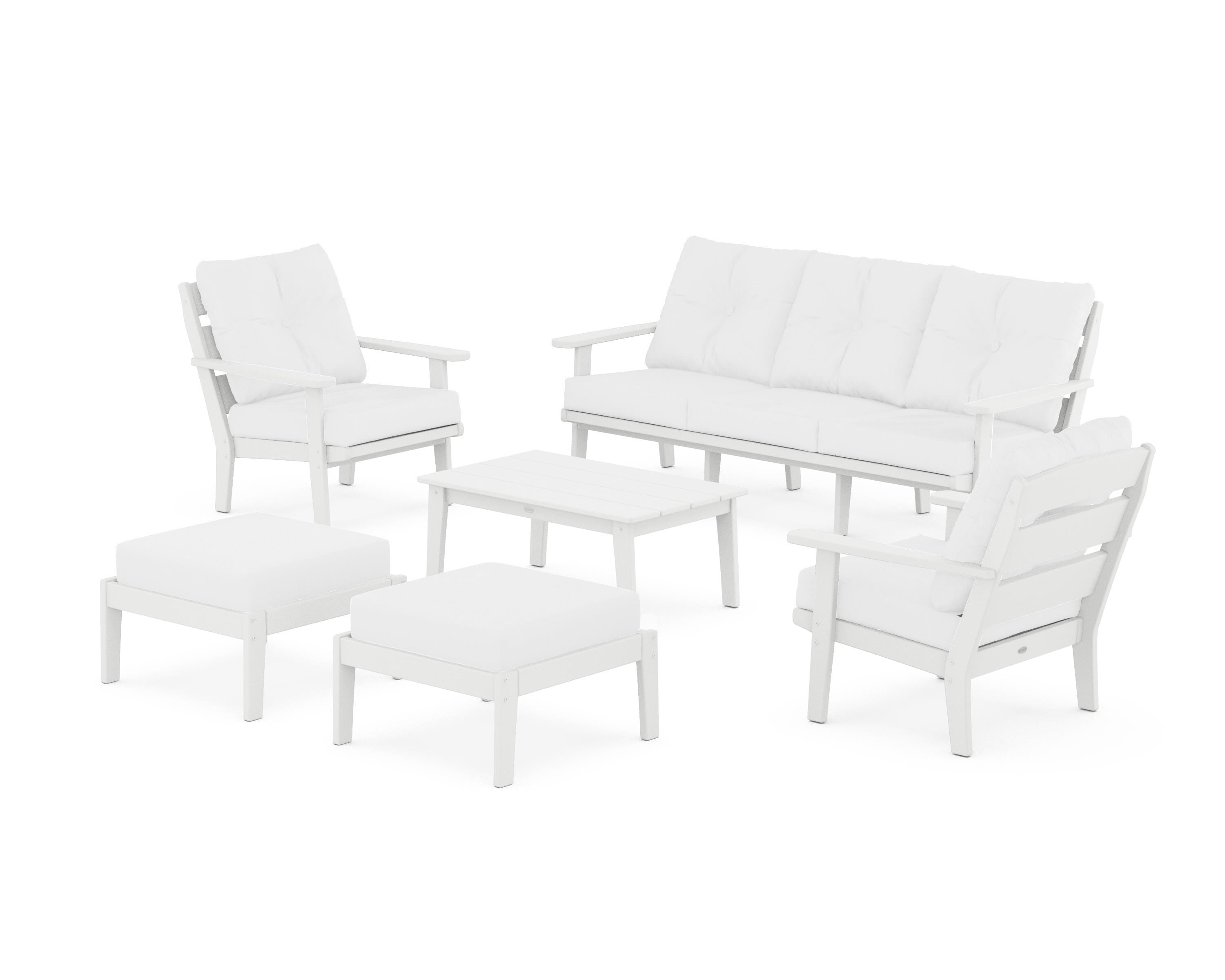 POLYWOOD® Lakeside 6-Piece Lounge Sofa Set in White / Natural
