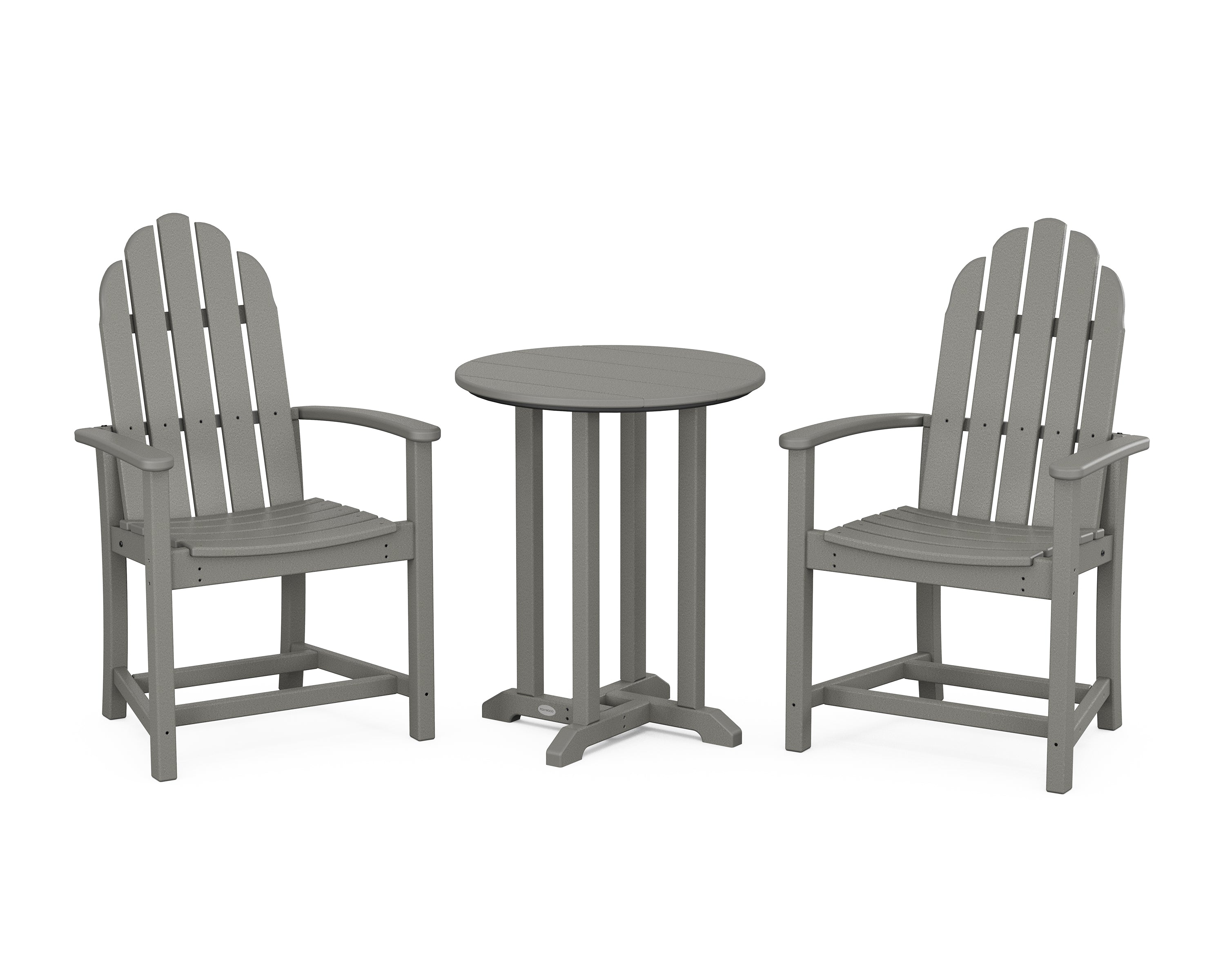 POLYWOOD® Classic Adirondack 3-Piece Round Bistro Dining Set in Slate Grey