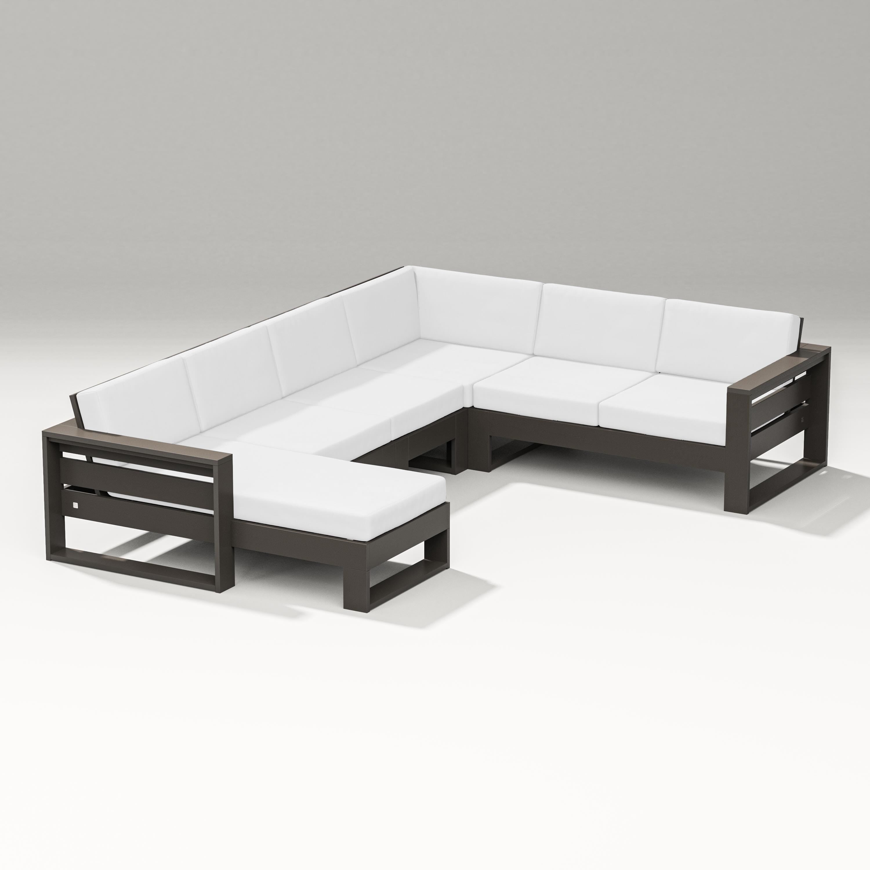 PW Designer Series Latitude Corner Sectional with Left Chaise in Vintage Coffee / Natural