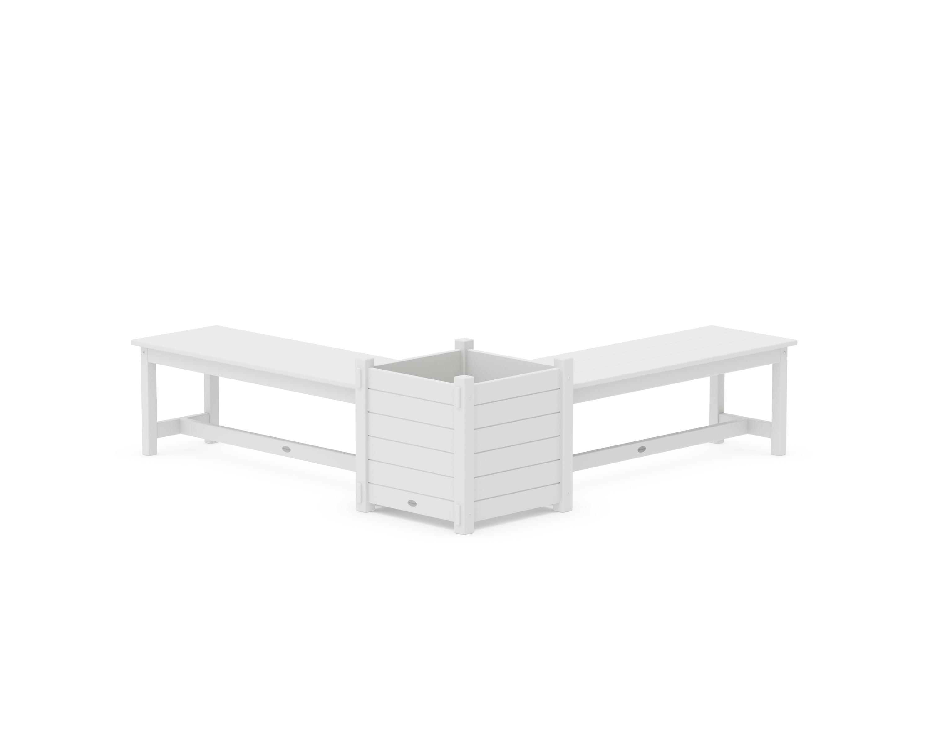 POLYWOOD® 48" Nautical L- Shaped Planter Bench Set- Large in White
