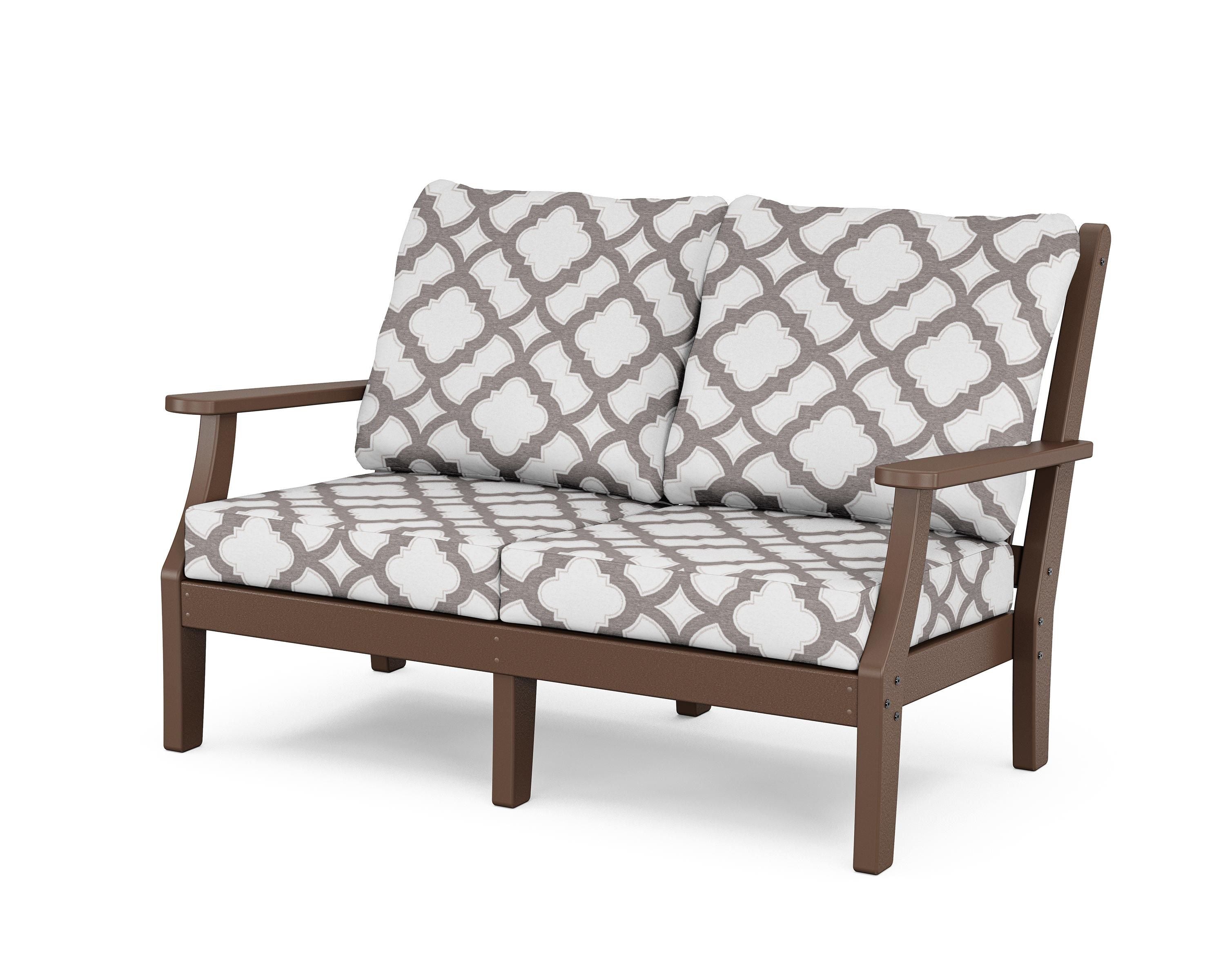 Country Living Wovendale Deep Seating Loveseat in Mahogany / Trellis Grey Mist