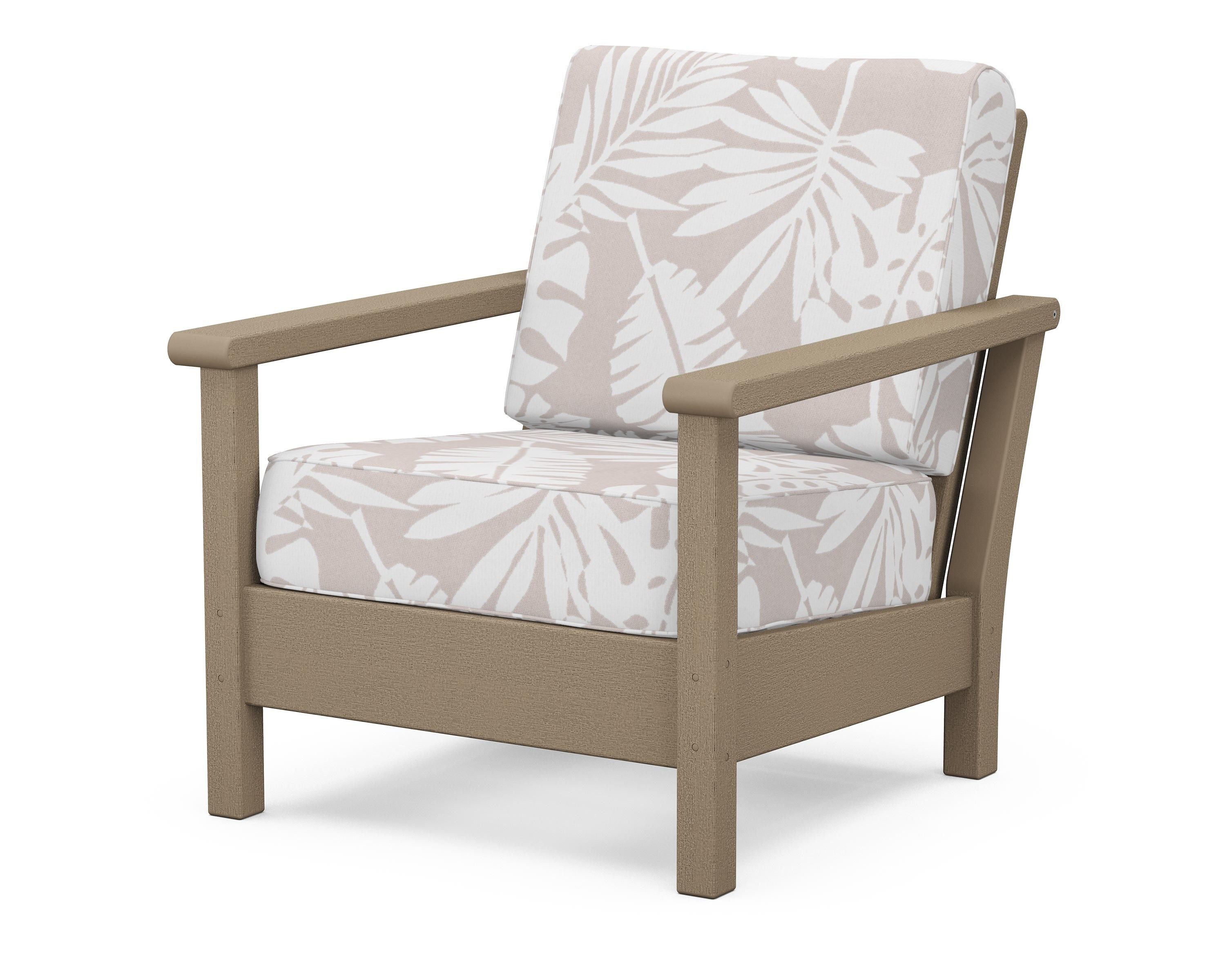 POLYWOOD® Harbour Deep Seating Chair in Vintage Sahara / Leaf Dune Burlap